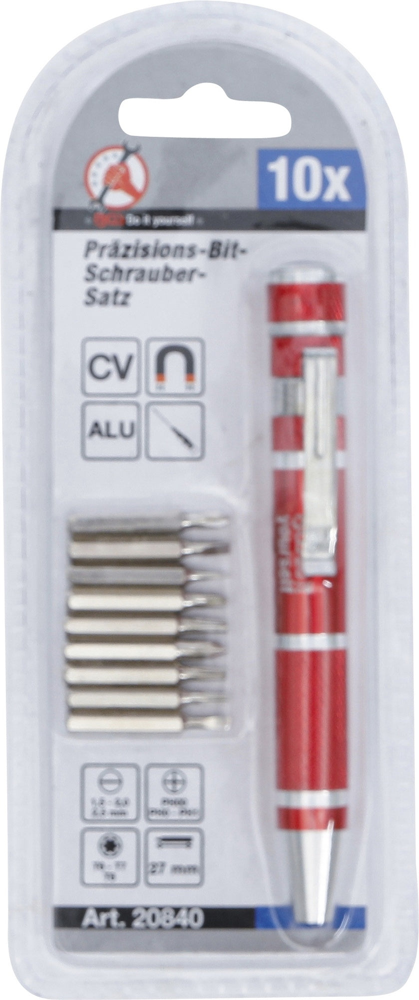 BGS DIY 20840 Satz Präzisions Bit-Schrauber Antrieb 6,3mm (1/4") 10 teilig