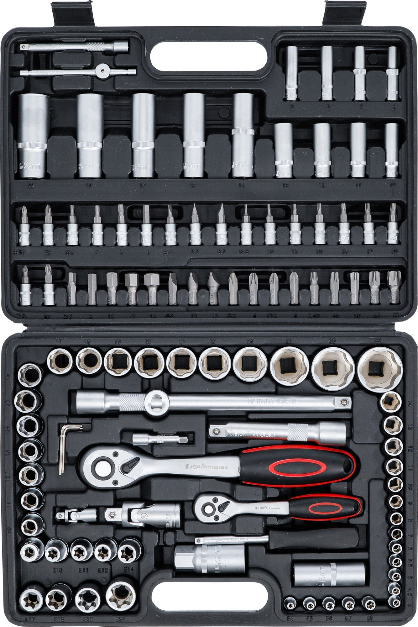 BGS DIY 2287 Satz Steckschlüssel Antrieb 6,3mm (1/4") & 12,5mm (1/2") 108 teilig