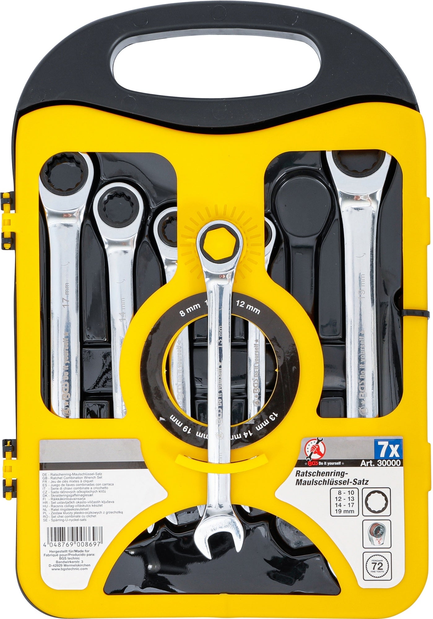 BGS DIY 30000 Satz Ratschenringmaulschlüssel SW 8 - 19mm 7 teilig