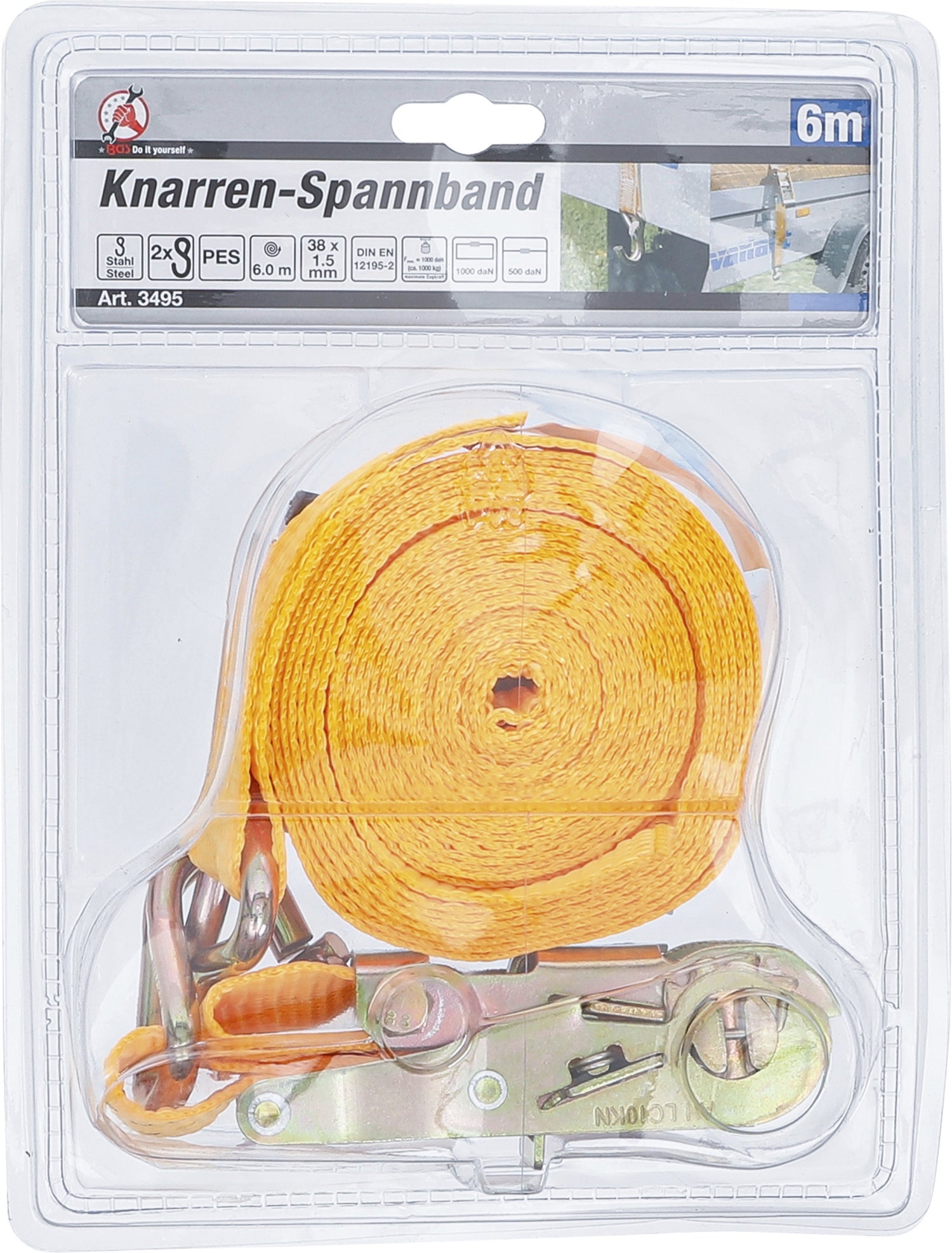 BGS DIY 3495 Knarren Spannband 6m x 38mm