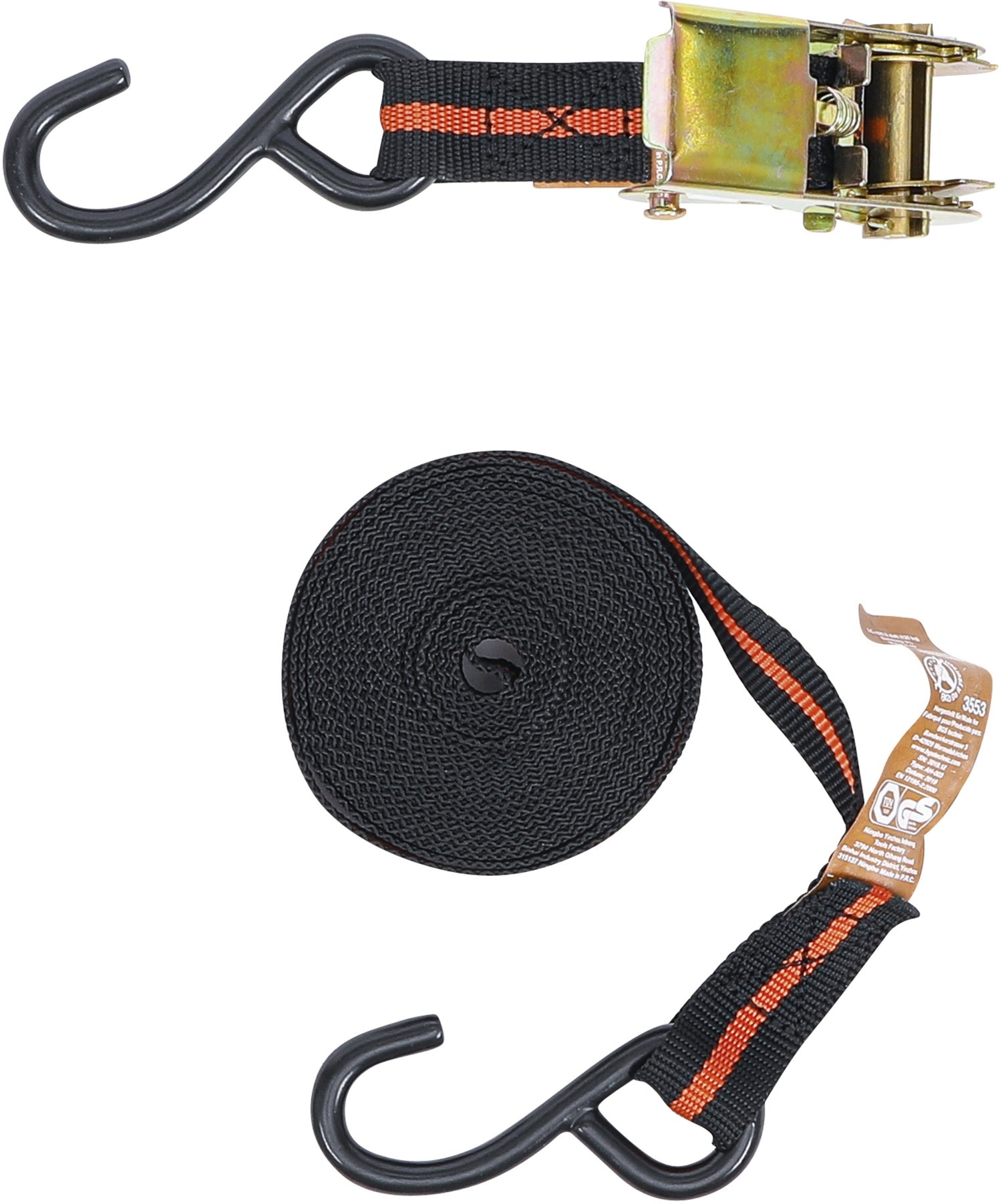 BGS DIY 3553 Knarren Spannband mit 2 schweren Haken 5m x 24mm