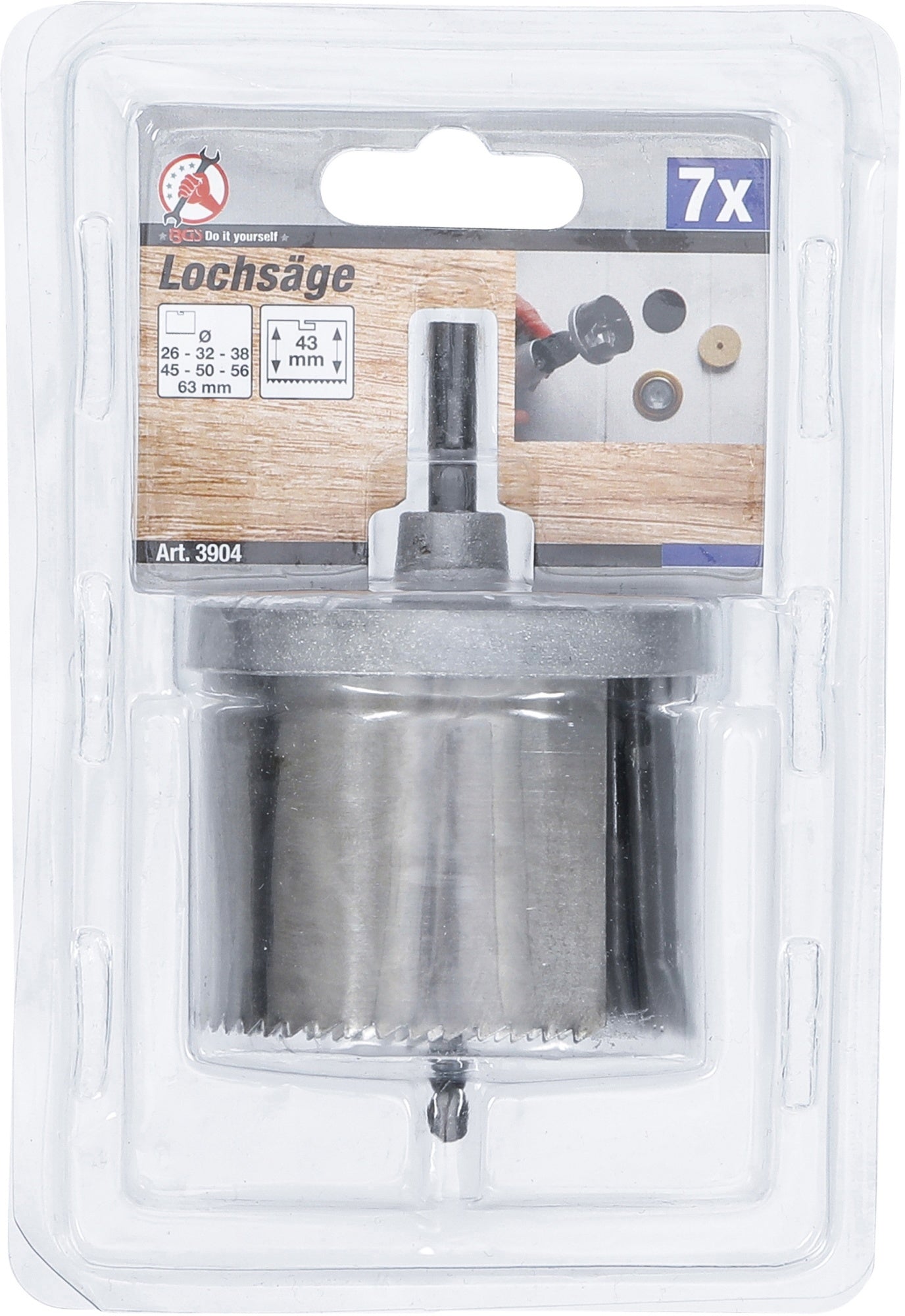 BGS DIY 3904 Satz Lochsägen Ø26 - 63mm Tiefe 43mm 7 teilig