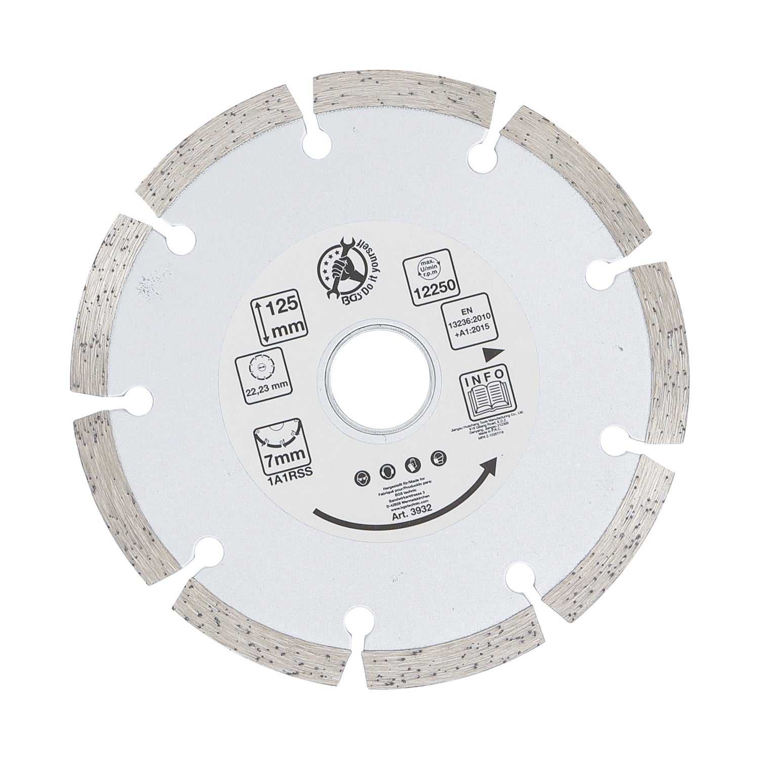 BGS DIY 3932 Segment Trennscheibe Bohrungs-Ø 22,2mm Durchmesser Ø 125mm