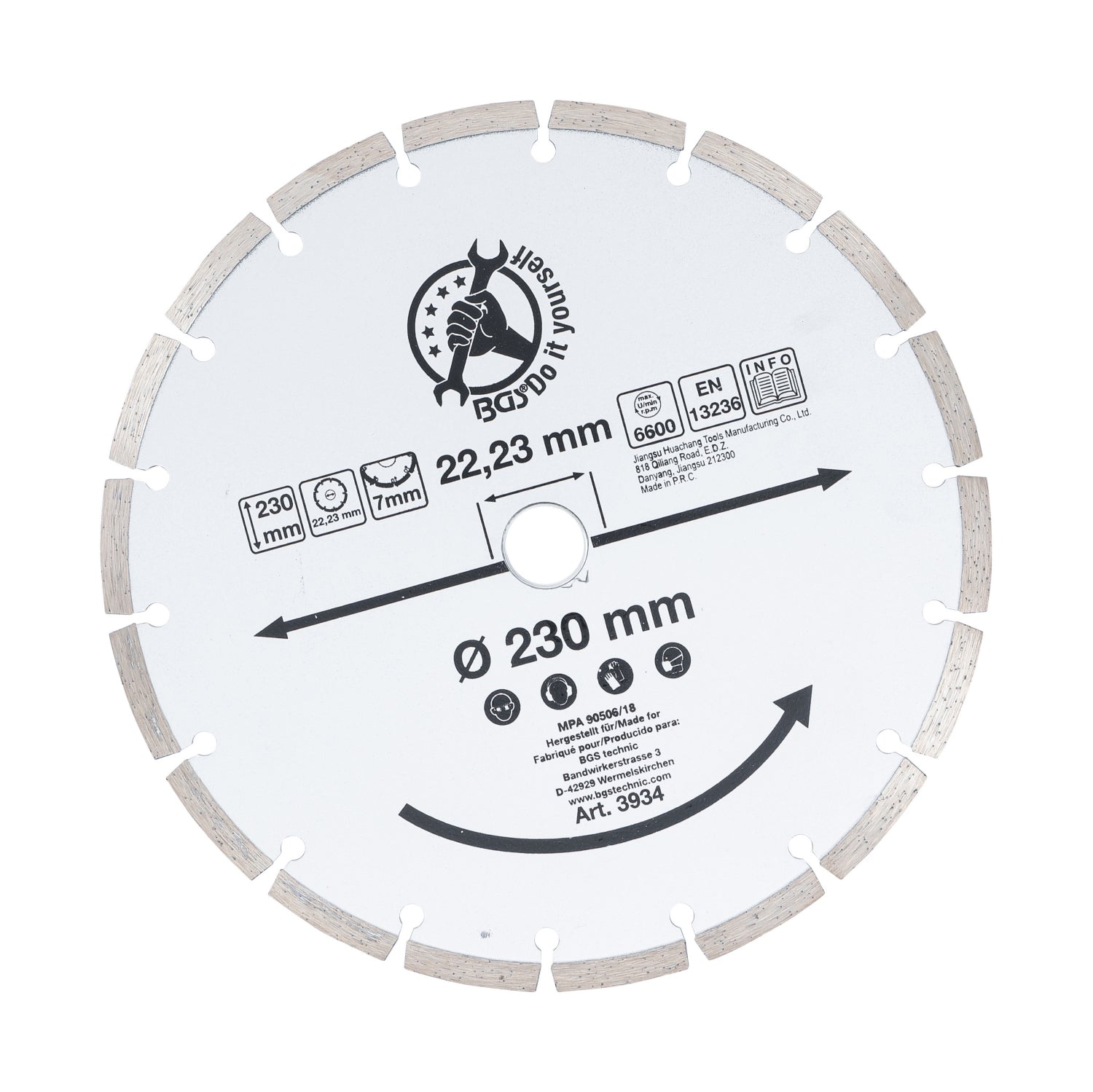 BGS DIY 3934 Segment Trennscheibe Bohrungs-Ø 22,2mm Durchmesser Ø 230mm