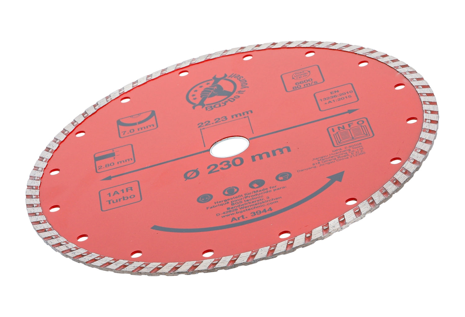 BGS DIY 3944 Turbo Trennscheibe Bohrungs-Ø 22,2mm Durchmesser Ø 230mm