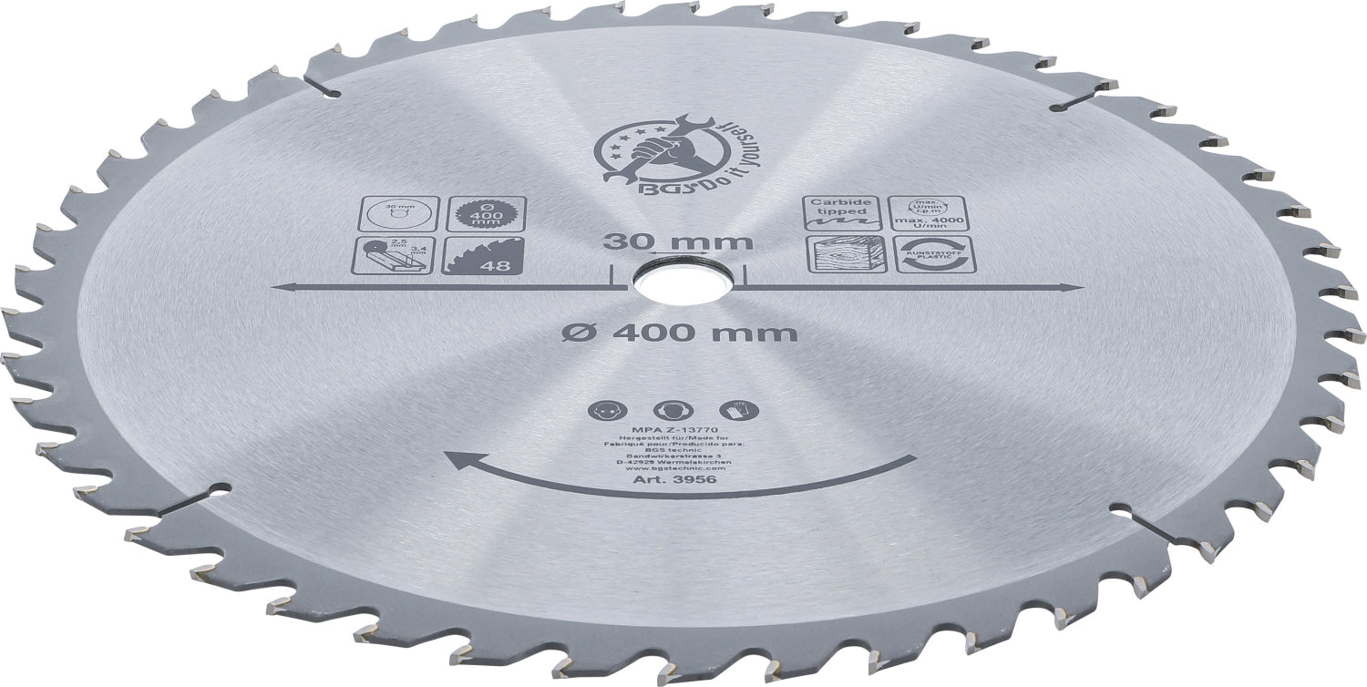 BGS DIY 3956 Hartmetall Kreissägeblatt Ø400 x 30 x 3,4 mm 48 Zähne