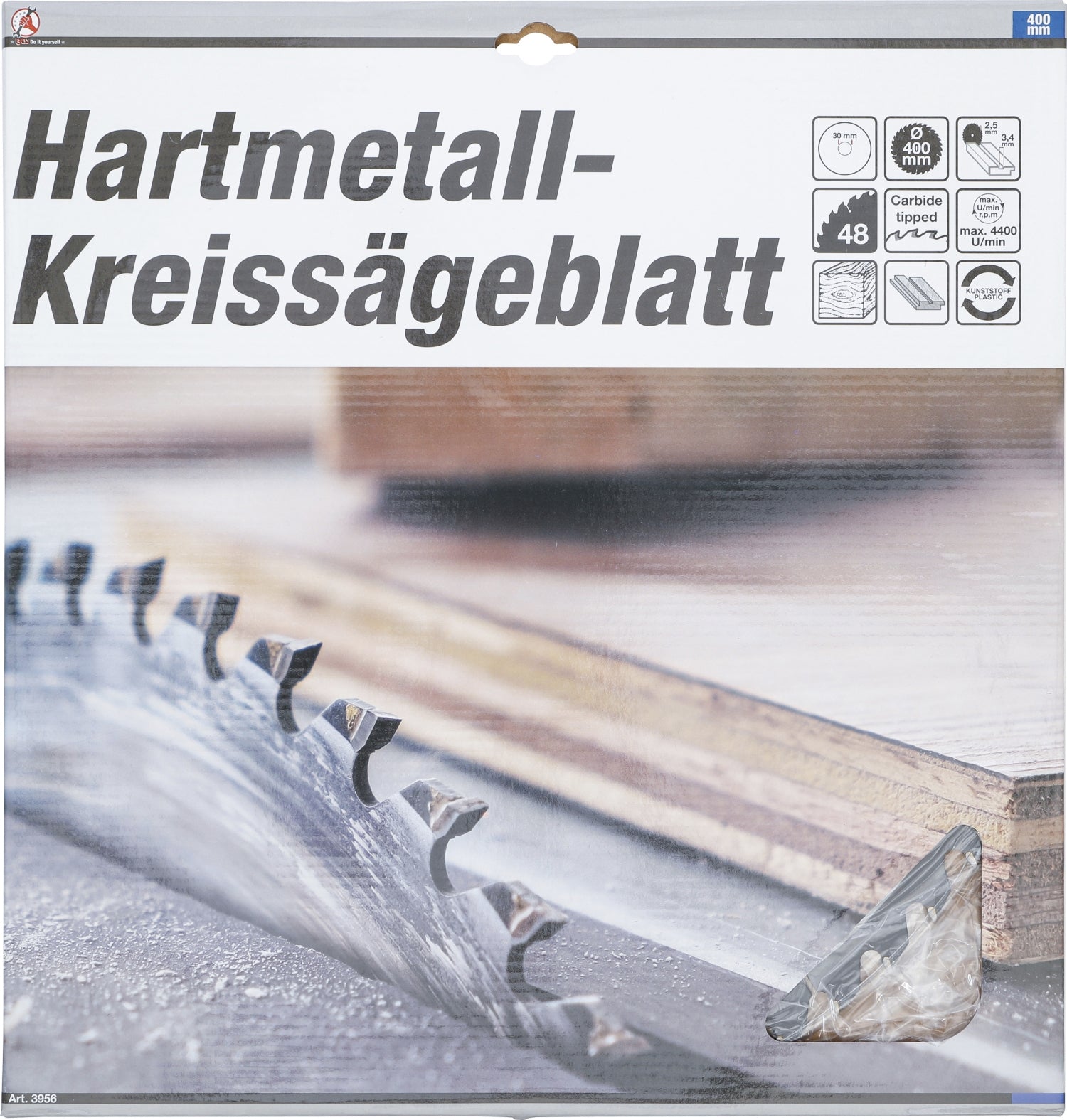 BGS DIY 3956 Hartmetall Kreissägeblatt Ø400 x 30 x 3,4 mm 48 Zähne