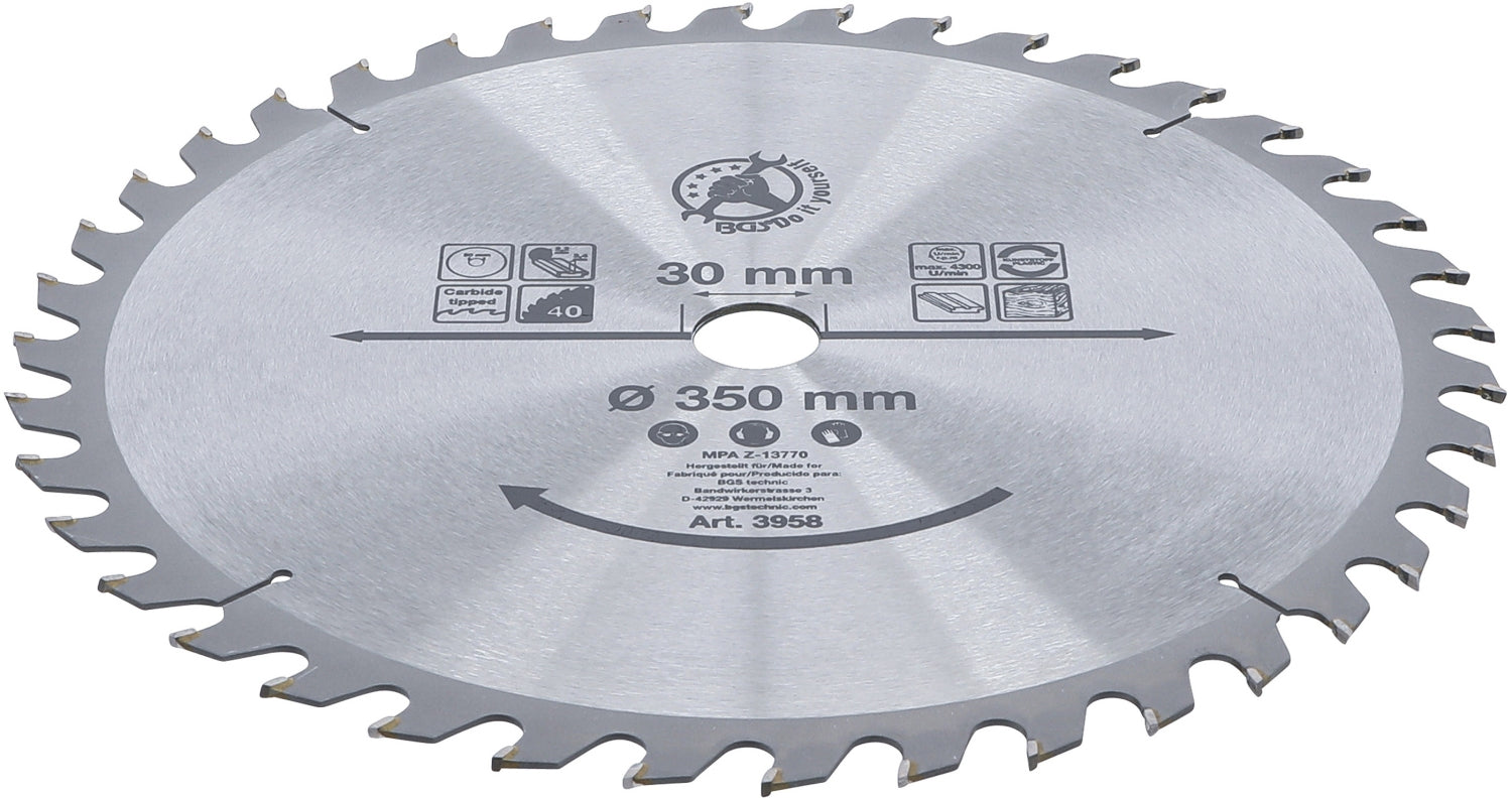 BGS DIY 3958 Hartmetall Kreissägeblatt Ø350 x 30 x 3,4 mm 40 Zähne