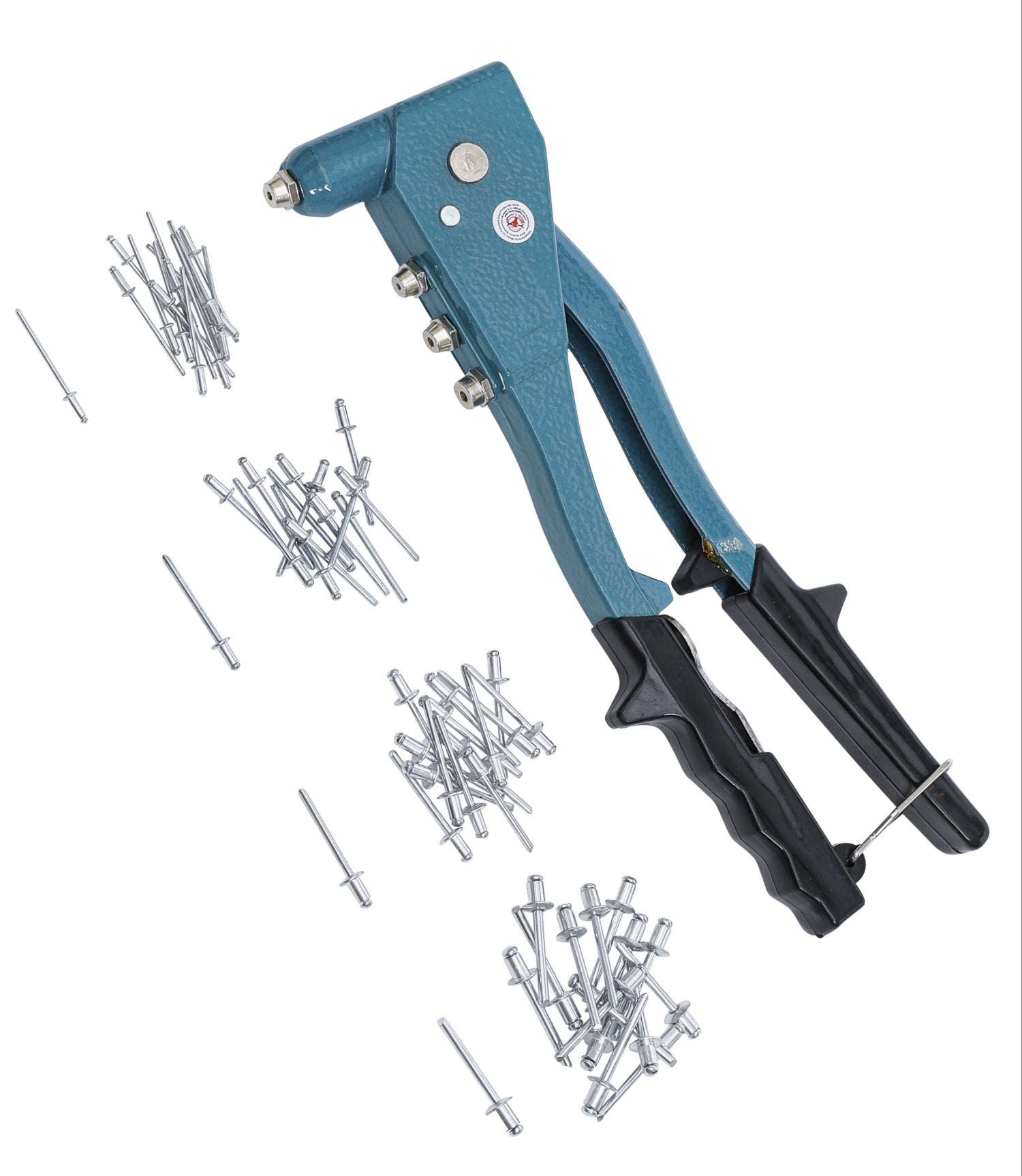 BGS DIY 401 Poppnietenzange / Blindnietzange mit 60 Nieten & 4 Mundstücken Ø 2,4 / 3,2 / 4,0 / 4,8mm Länge 250mm