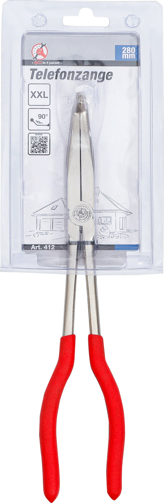 BGS DIY 412 Telefonzange extra lang 90° gebogen Länge 280mm