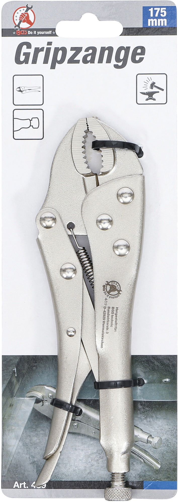 BGS DIY 489 Gripzange Länge 175mm