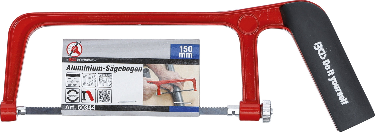 BGS DIY 50344 Aluminium Sägebogen inklusive 1 Sägeblatt Länge 150mm