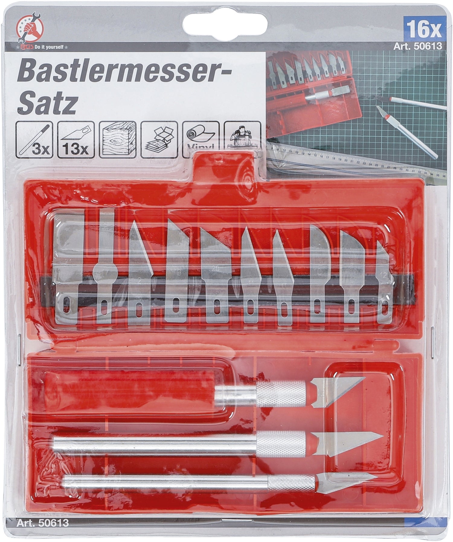 BGS DIY 50613 Satz Bastlermesser 16 teilig