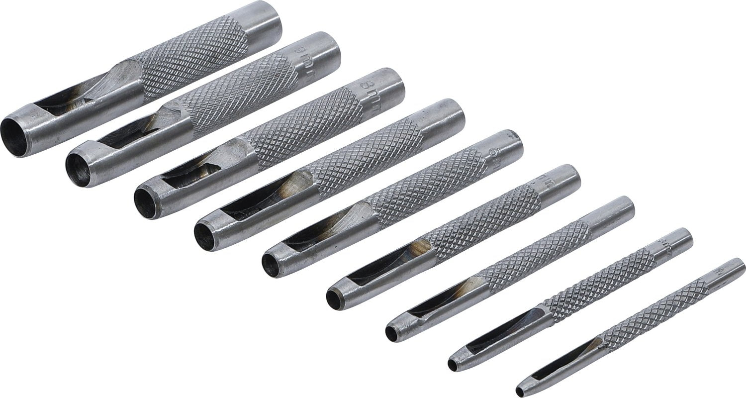 BGS DIY 50619 Satz Locheisen Lochpfeifen Lochflöten Lochstanzer 2,5 - 10 mm 9 teilig