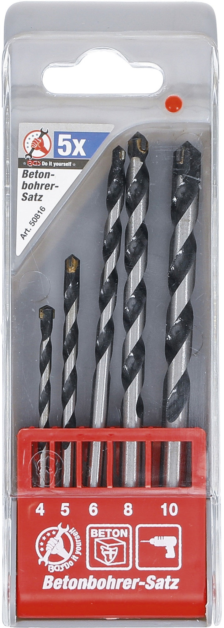BGS DIY 50816 Satz Betonbohrer Ø4 - 10mm 5 teilig
