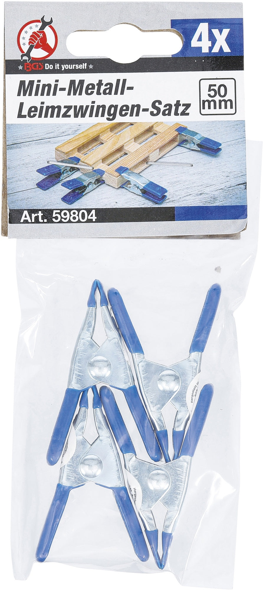 BGS DIY 59804 Satz Mini Leimzwingen aus Metall Länge 50mm 4 teilig