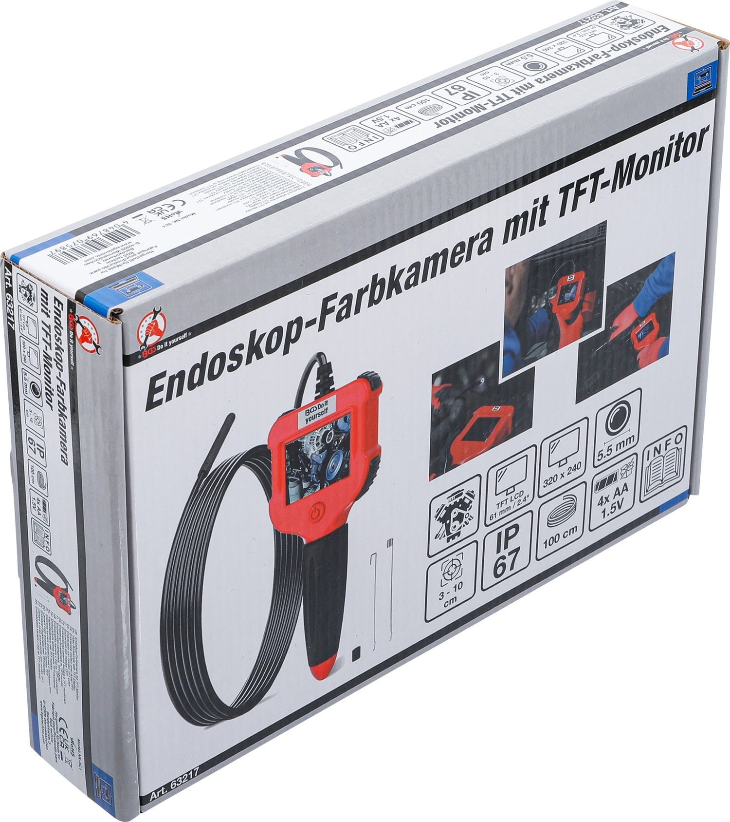 BGS DIY 63217 Endoskop Farbkamera mit TFT-Monitor Kamerakopf Ø5,5mm