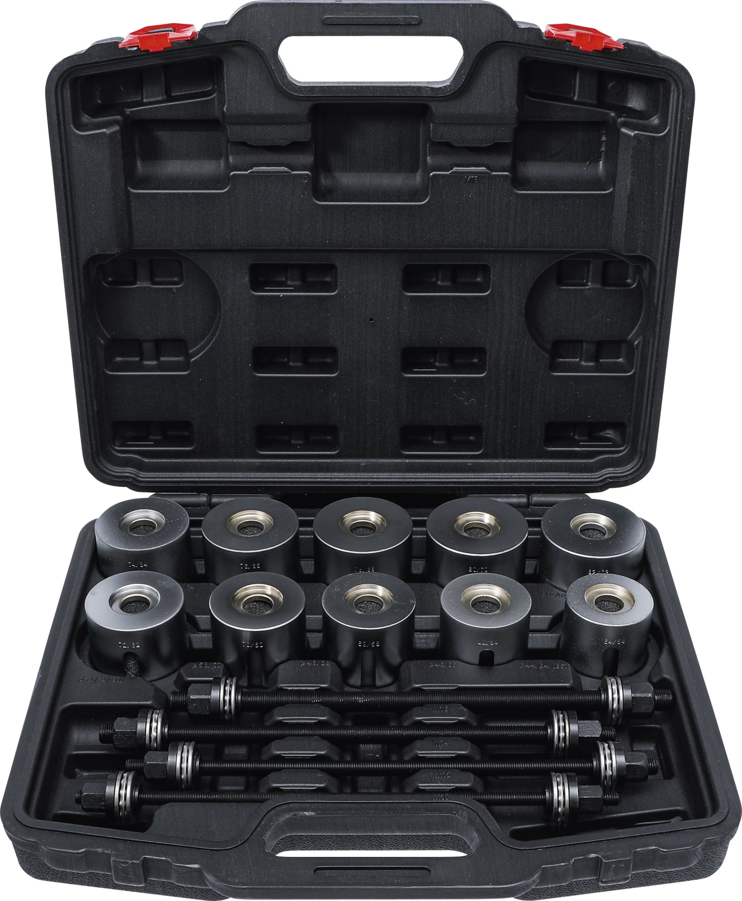 BGS DIY 67305 Satz Zughülsen & Druckhülsen mit 4 Spindeln 24 teilig