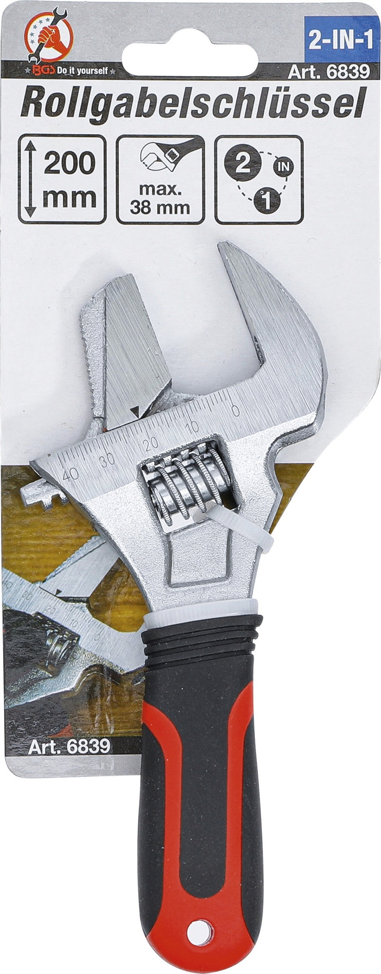 BGS DIY 6839 Rollgabelschlüssel mit Kunststoff Softgriff max. 38mm Öffnung