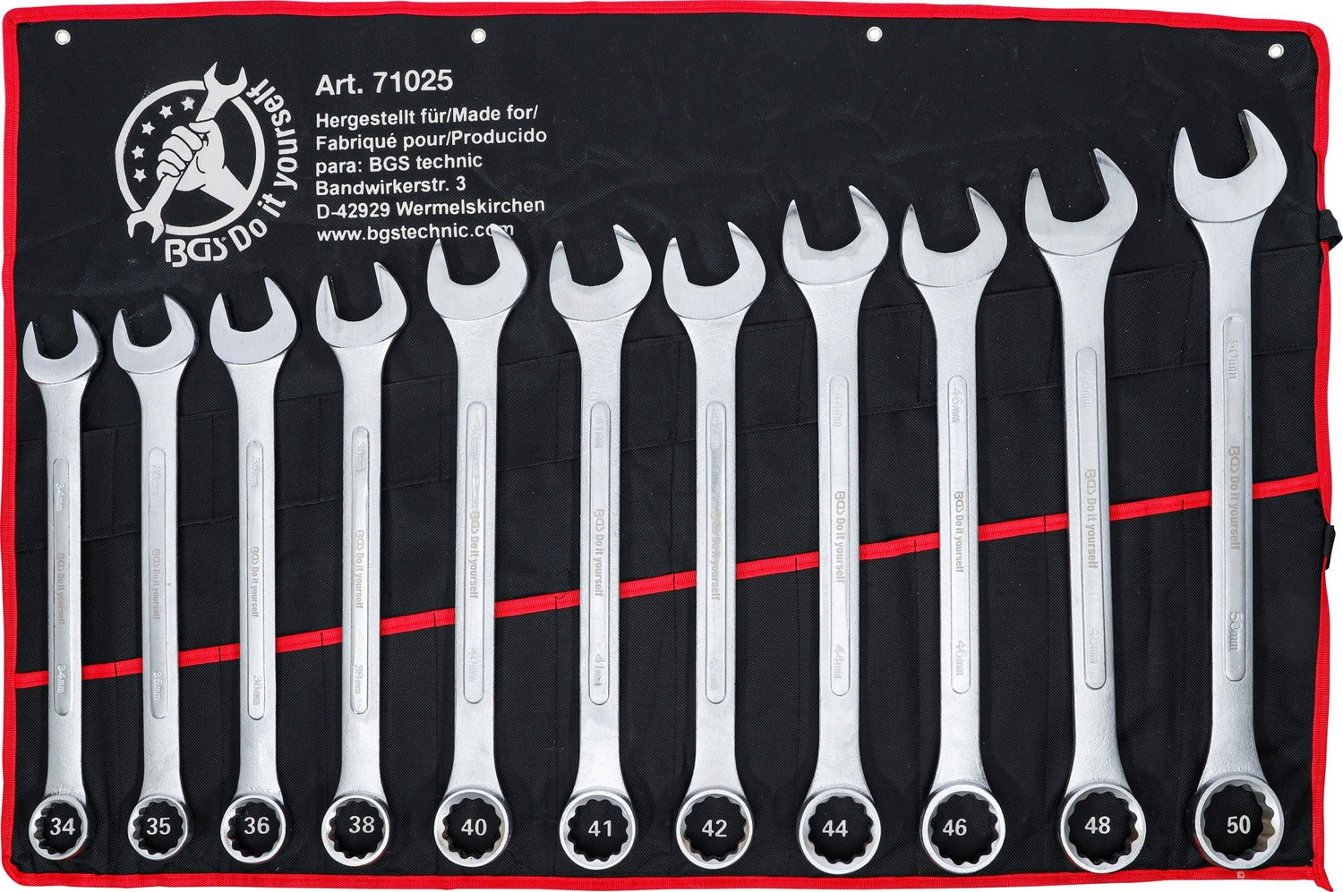 BGS DIY 71025 Satz Ringmaulschlüssel XXL SW 34 - 50mm metrisch warm geschmiedet