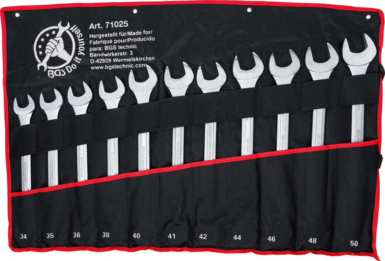 BGS DIY 71025 Satz Ringmaulschlüssel XXL SW 34 - 50mm metrisch warm geschmiedet