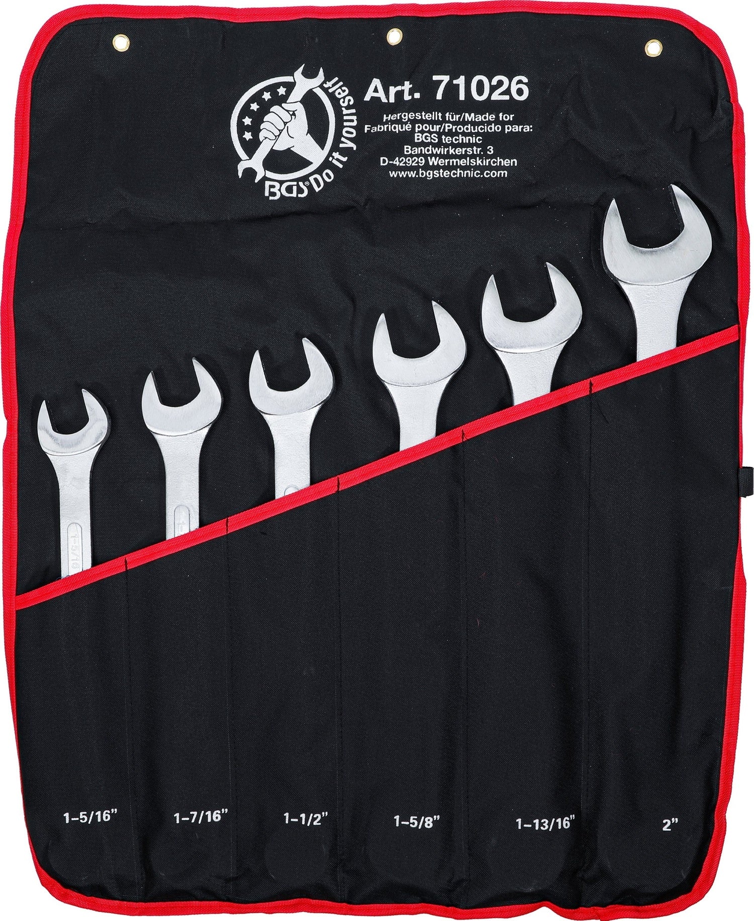 BGS DIY 71026 Satz Ringmaulschlüssel XXL SW 1-5/16" - 2" Zollgrößen warm geschmiedet