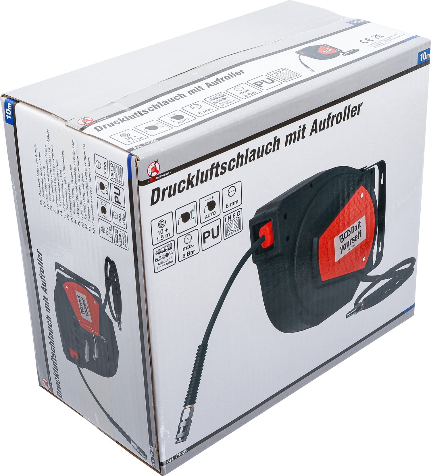 BGS DIY 71055 Druckluftschlauch mit Aufroller automatisch Schlauchlänge 10m