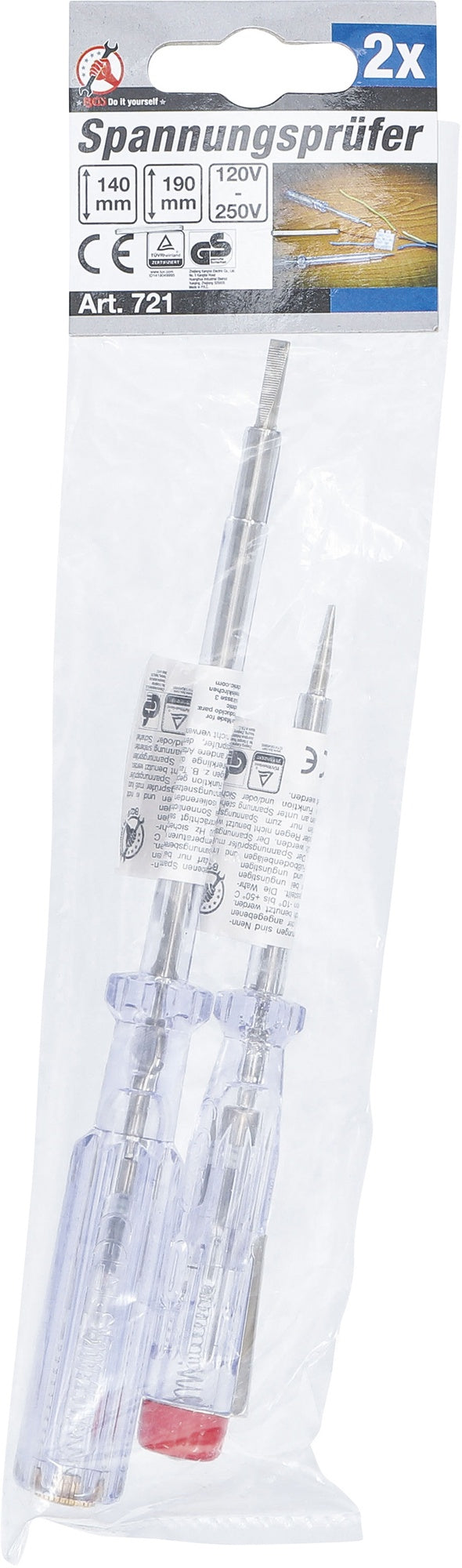 BGS DIY 721 Spannungsprüfer 2 Stück 120-250V Länge 140mm & 190mm