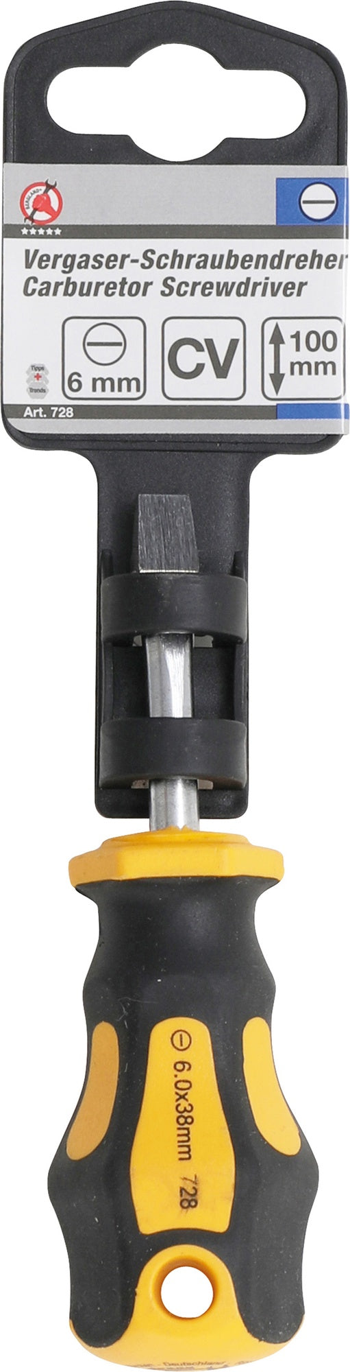 BGS DIY 728 Vergaser Schraubendreher Abtrieb Schlitz 6mm Klingenlänge 38mm
