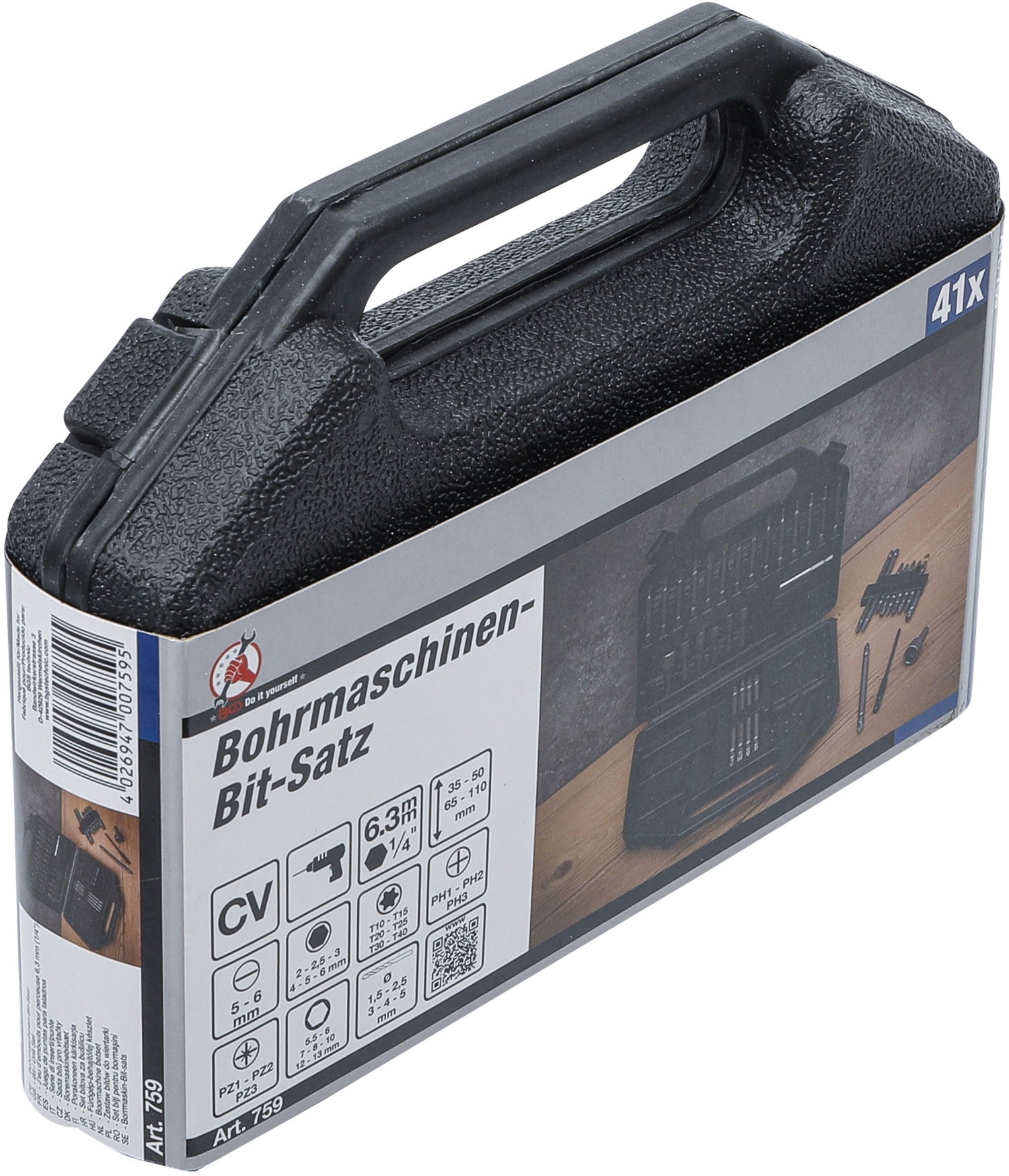 BGS DIY 759 Satz Bits für Bohrmaschinen Antrieb 6,3mm (1/4") 41 teilig
