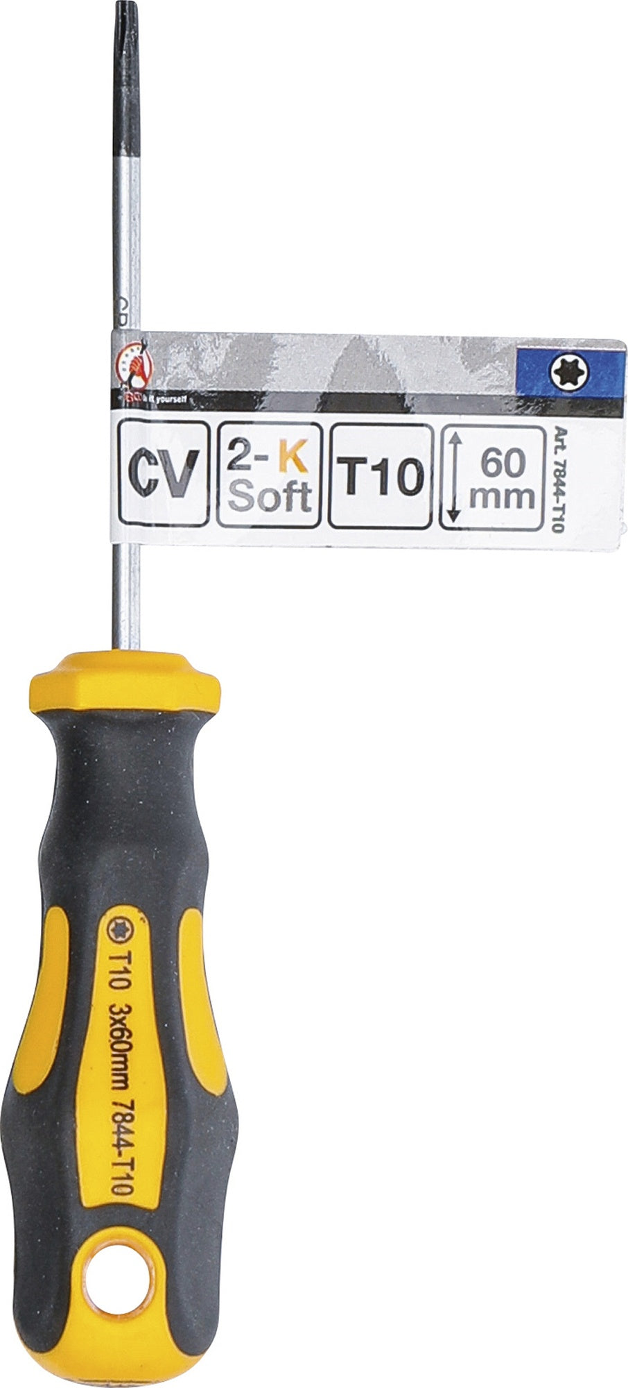 BGS DIY 7844-T10 Schraubendreher Abtrieb T-Profil (für Torx) T10 Klingenlänge 60mm