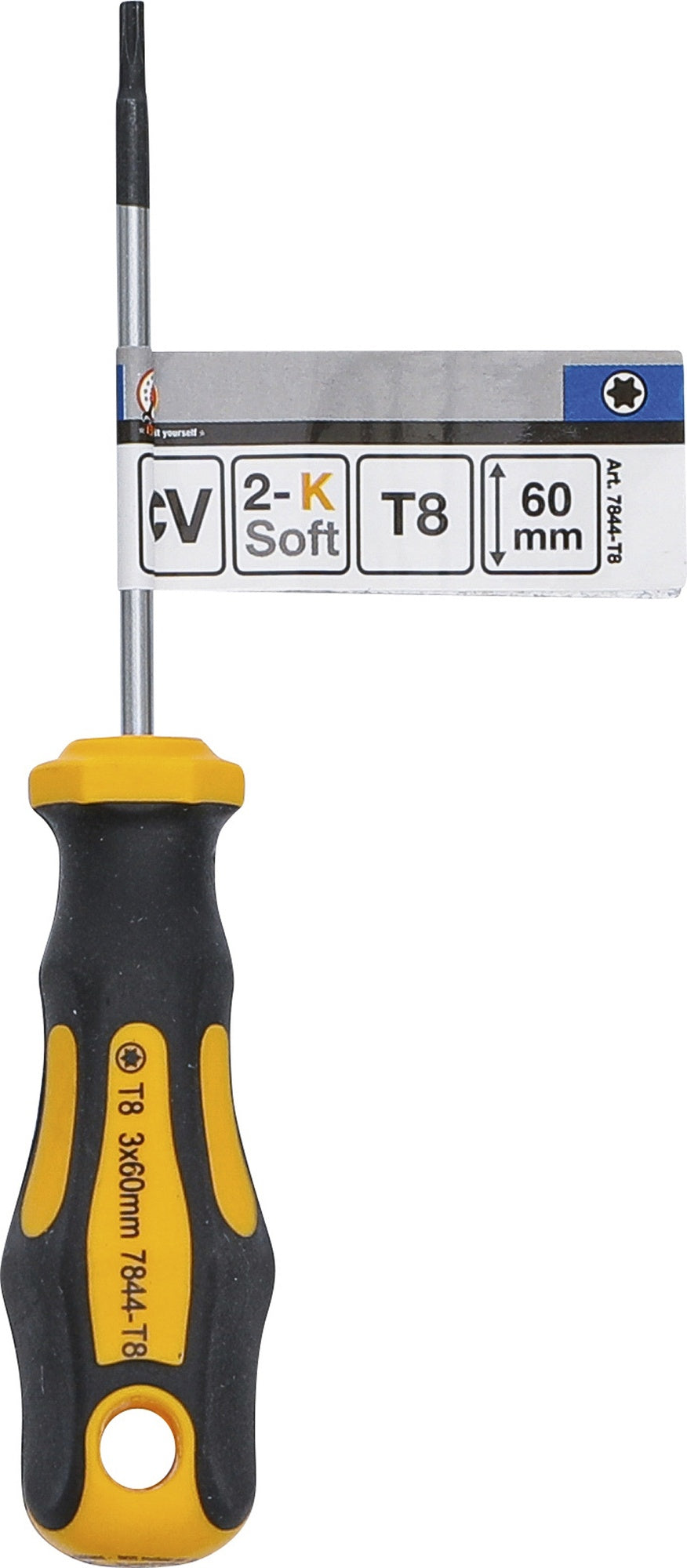 BGS DIY 7844-T8 Schraubendreher Abtrieb T-Profil (für Torx) T8 Klingenlänge 60mm