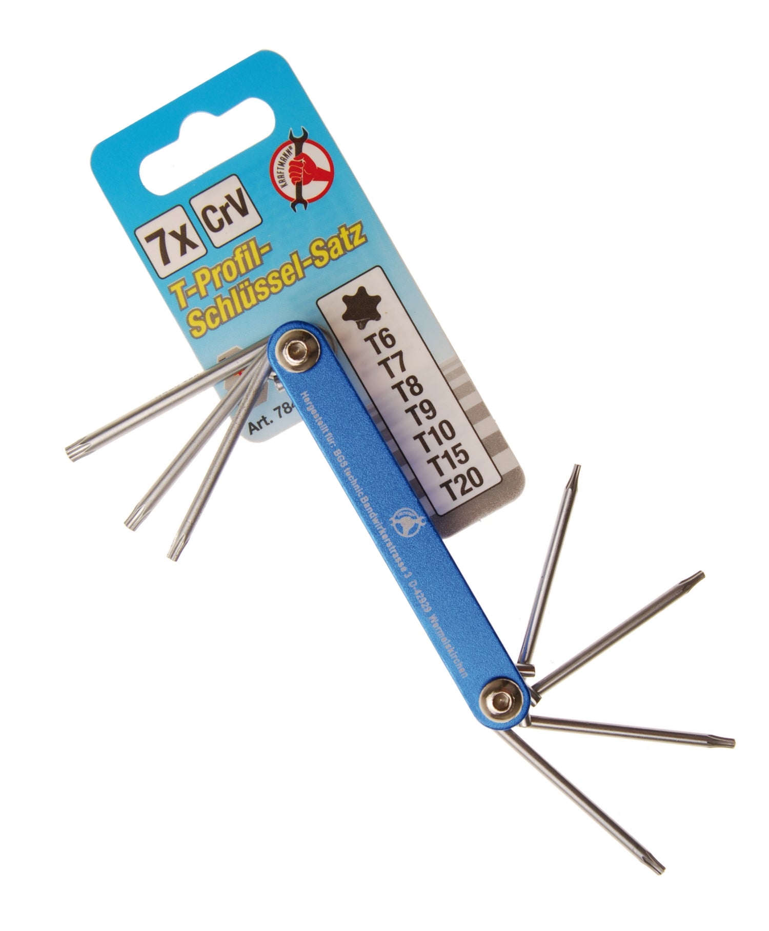 BGS DIY 7848 Klappschlüssel Abtrieb T-Profil (für Torx) T6 - T20 7 teilig