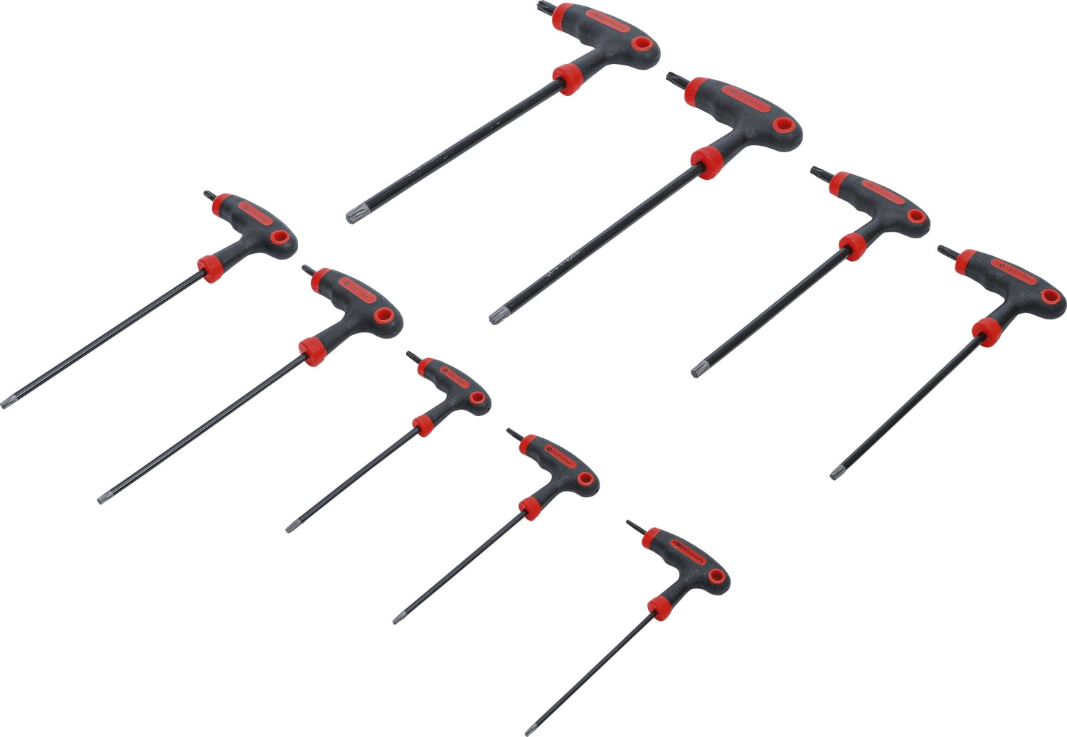 BGS DIY 7880 Satz Schraubendreher Abtrieb T-Profil (für Torx) mit Bohrung mit T-Griff und seitlicher Klinge T10 - T50