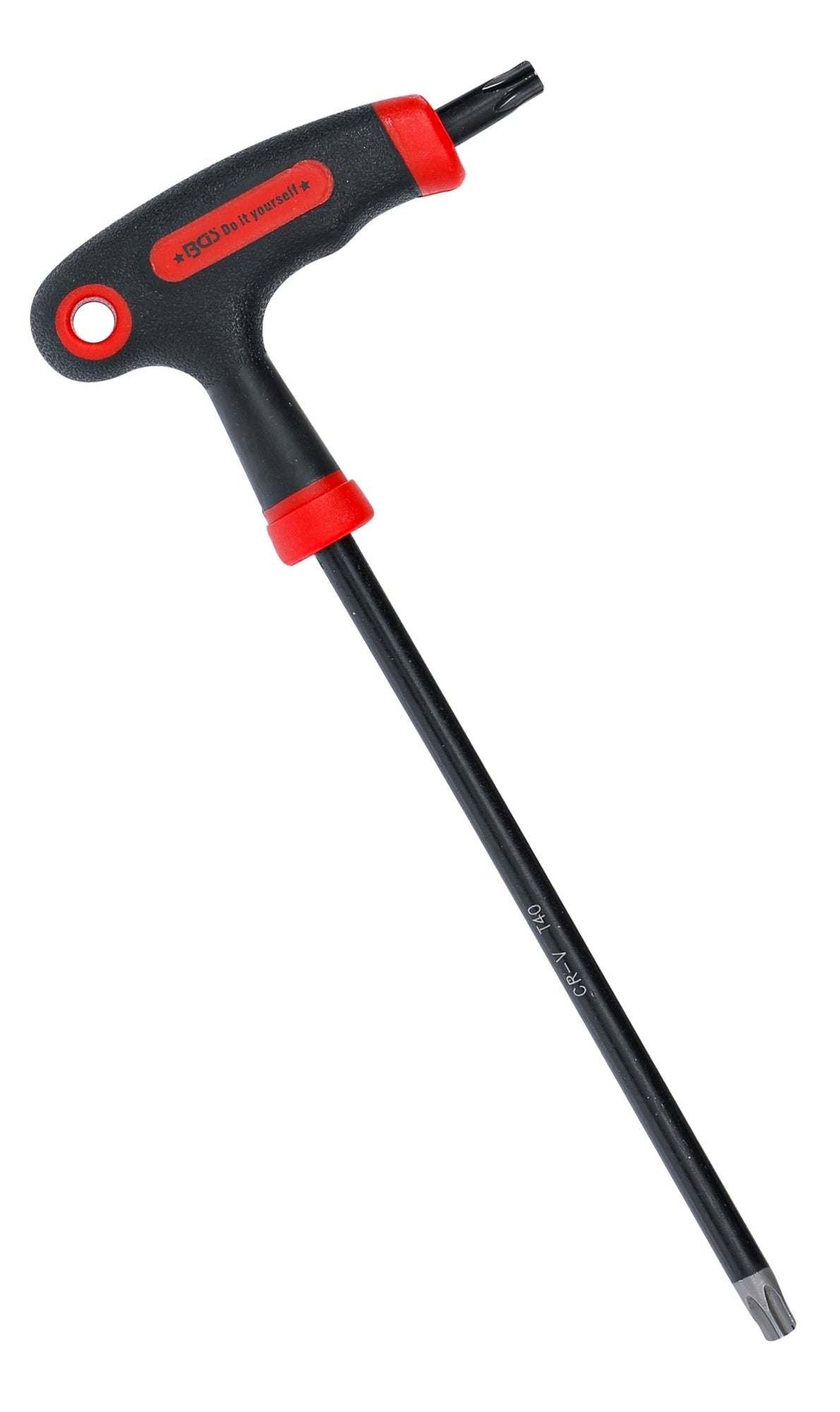 BGS DIY 7880-T40 Schraubendreher Abtrieb T-Profil (für Torx) mit / ohne Bohrung mit T-Griff und seitlicher Klinge T40