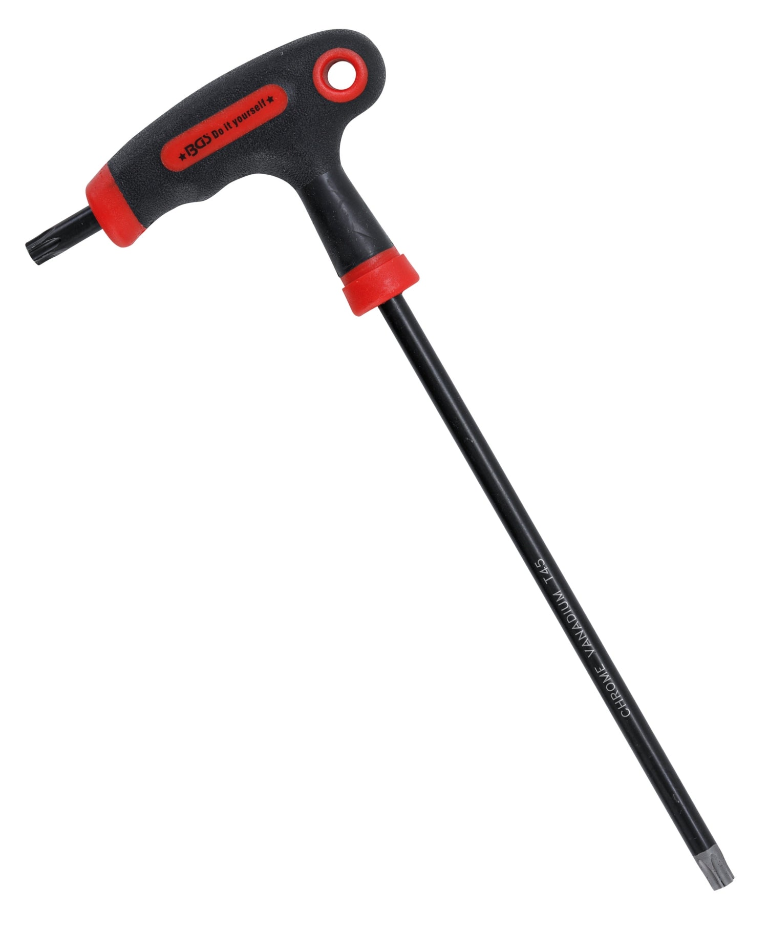 BGS DIY 7880-T45 Schraubendreher Abtrieb T-Profil (für Torx) mit / ohne Bohrung mit T-Griff und seitlicher Klinge T45