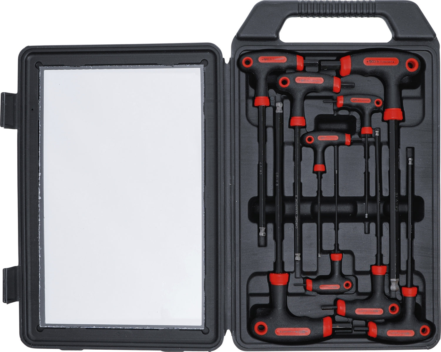 BGS DIY 7882 Satz Schraubendreher Innensechskant mit T-Griff und seitlicher Klinge 2 - 10mm