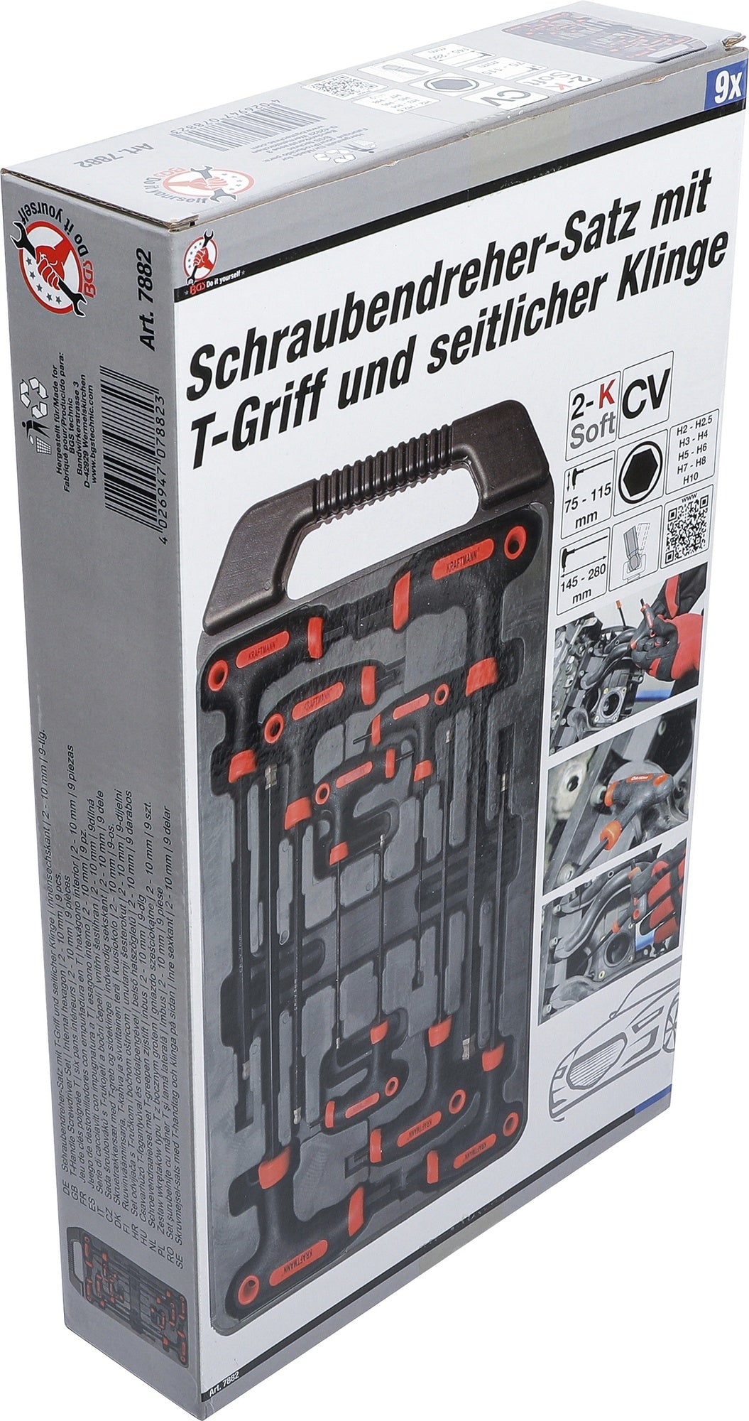 BGS DIY 7882 Satz Schraubendreher Innensechskant mit T-Griff und seitlicher Klinge 2 - 10mm