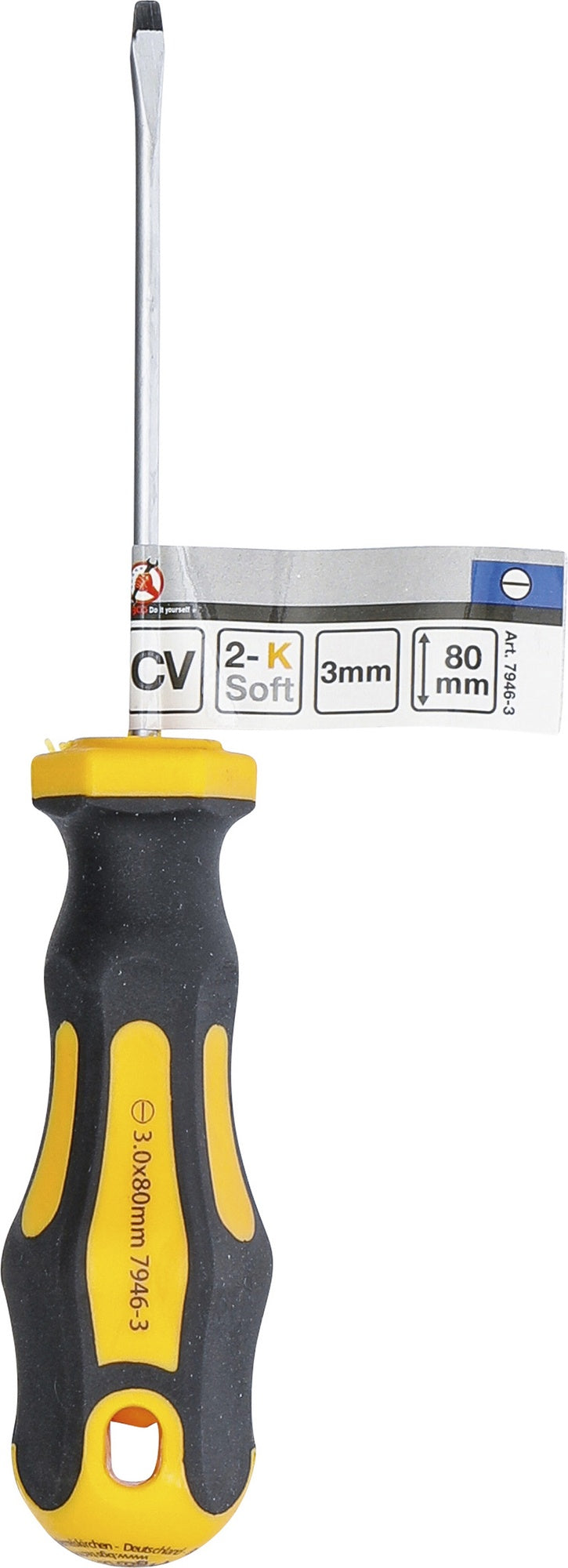 BGS DIY 7946-3 Schraubendreher Abtrieb Schlitz 3mm Klingenlänge 80mm