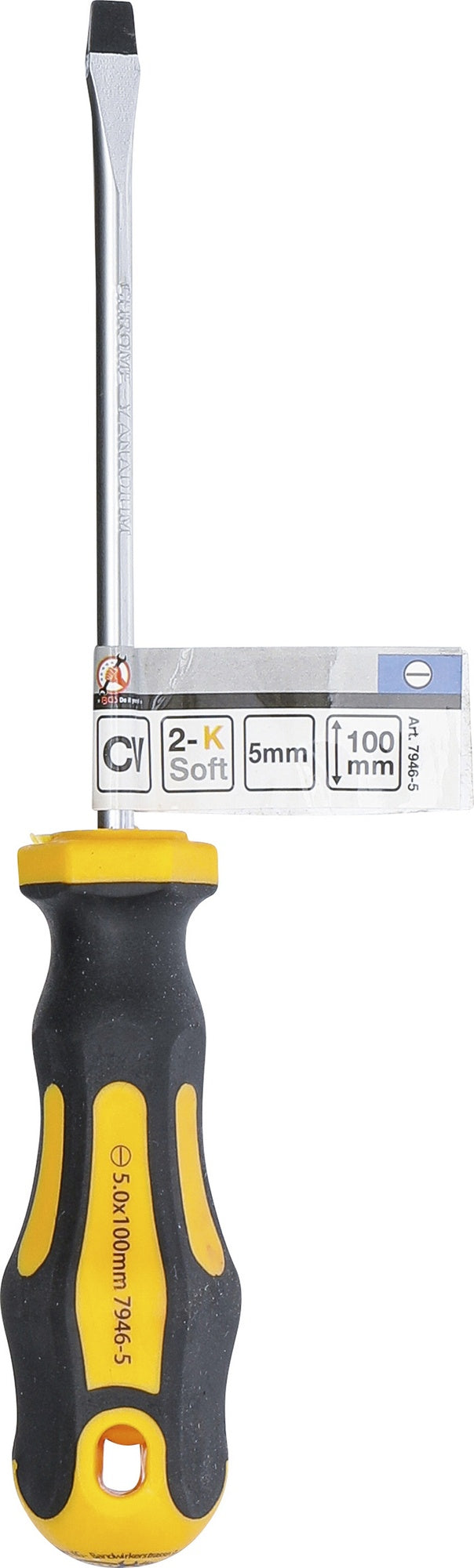 BGS DIY 7946-5 Schraubendreher Abtrieb Schlitz 5mm Klingenlänge 100mm