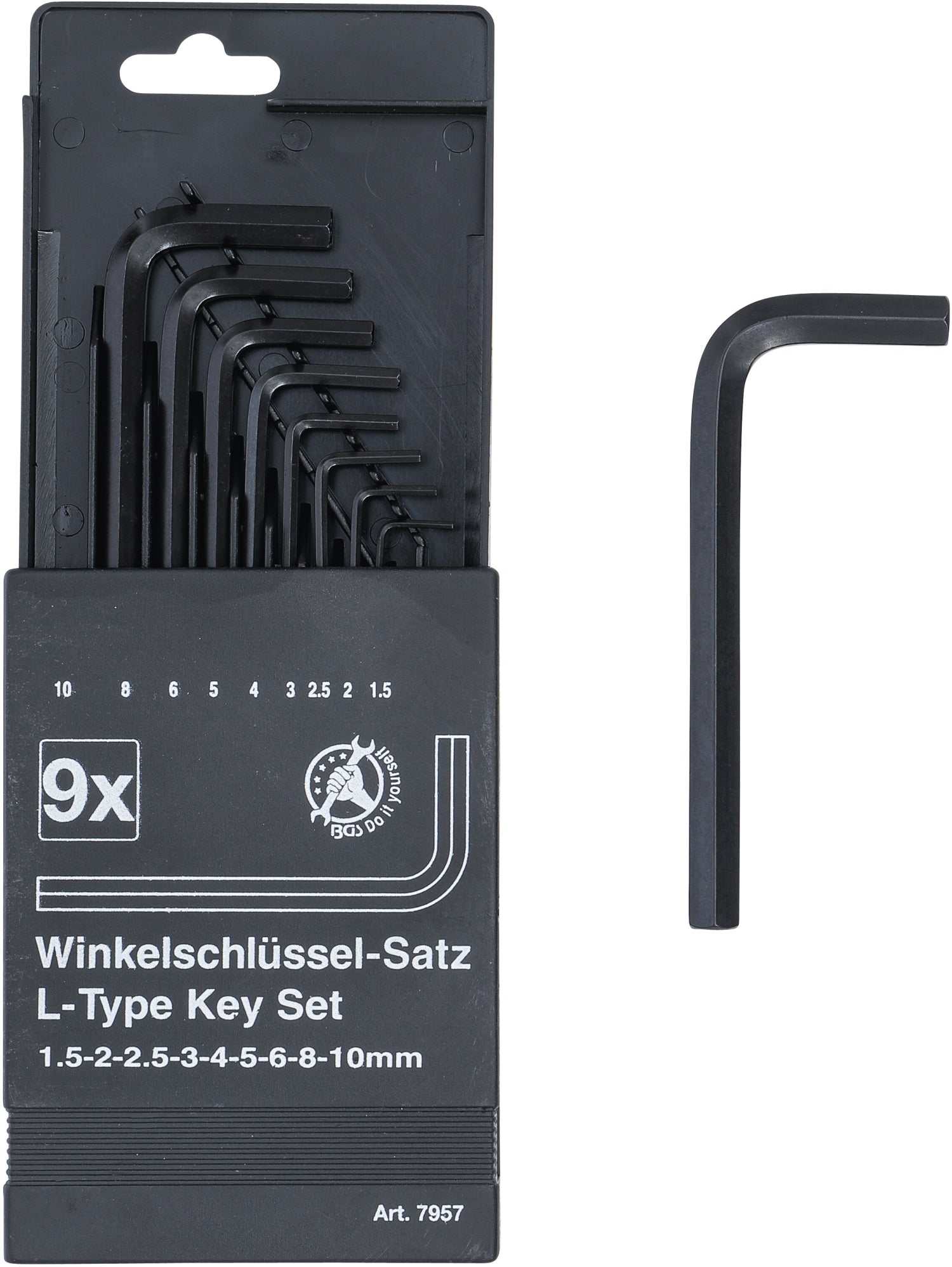 BGS DIY 7957 Satz Winkelschlüssel Innensechskant 1,5 - 10mm 9 teilig