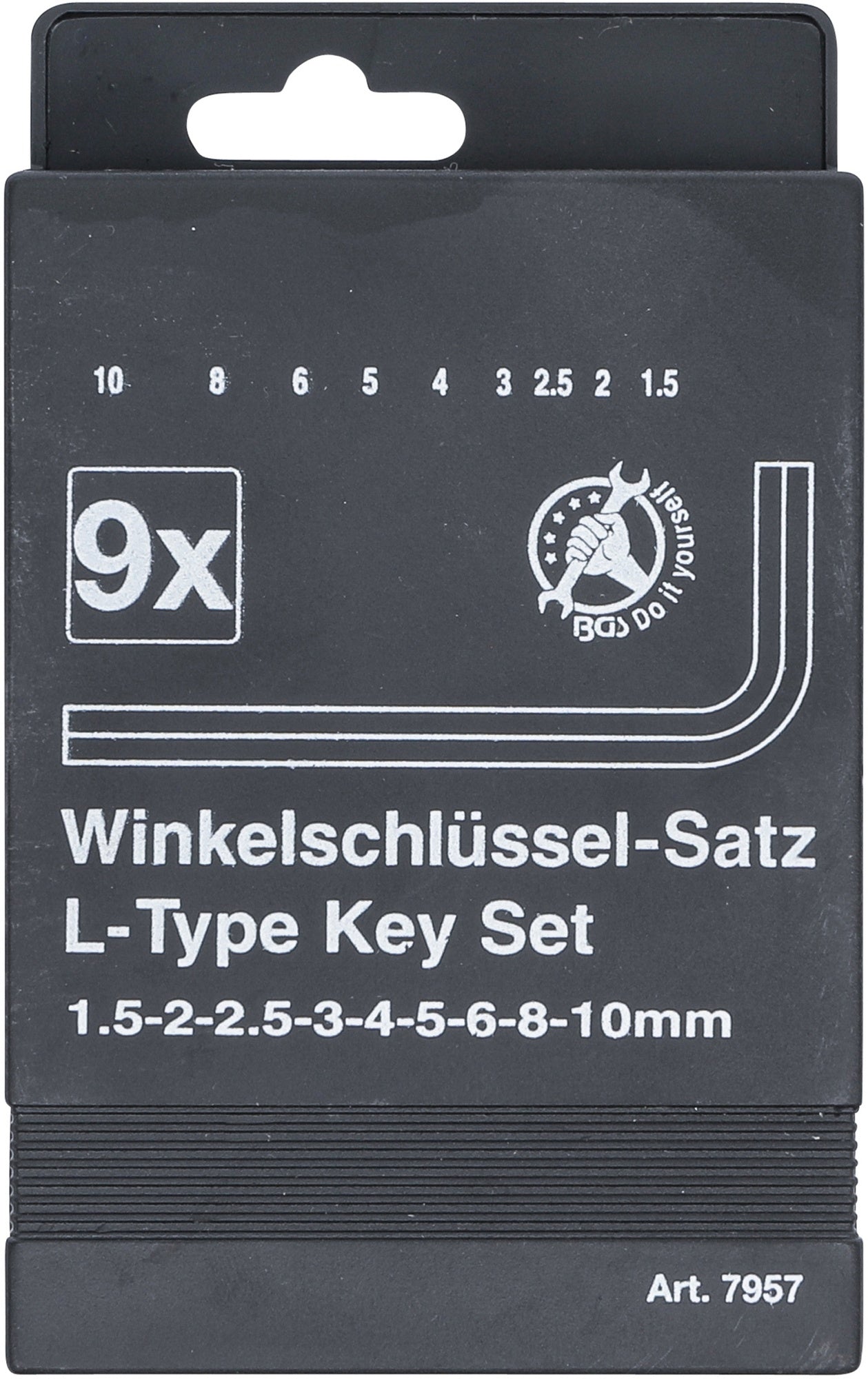 BGS DIY 7957 Satz Winkelschlüssel Innensechskant 1,5 - 10mm 9 teilig