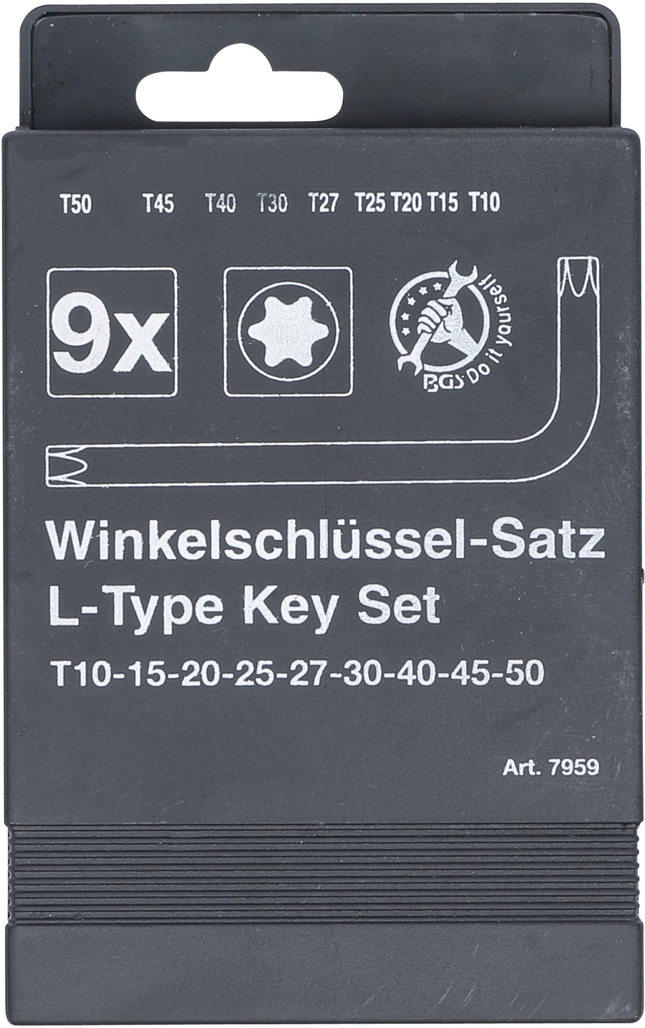 BGS DIY 7959 Satz Winkelschlüssel Abtrieb T-Profil (für Torx) T10 - T50 9 teilig