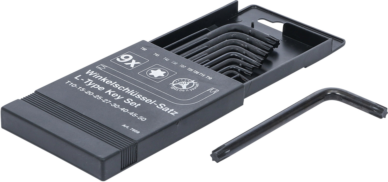 BGS DIY 7959 Satz Winkelschlüssel Abtrieb T-Profil (für Torx) T10 - T50 9 teilig