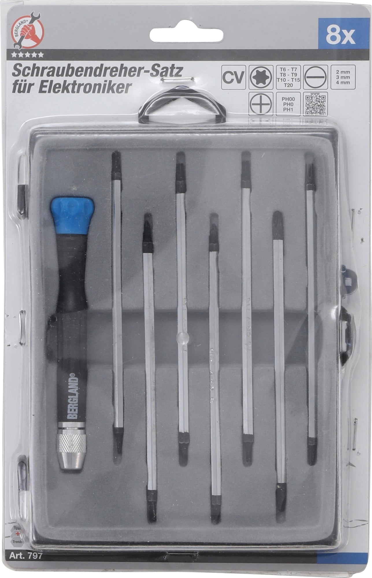 BGS DIY 797 Satz Schraubendreher für Elektroniker 8 teilig