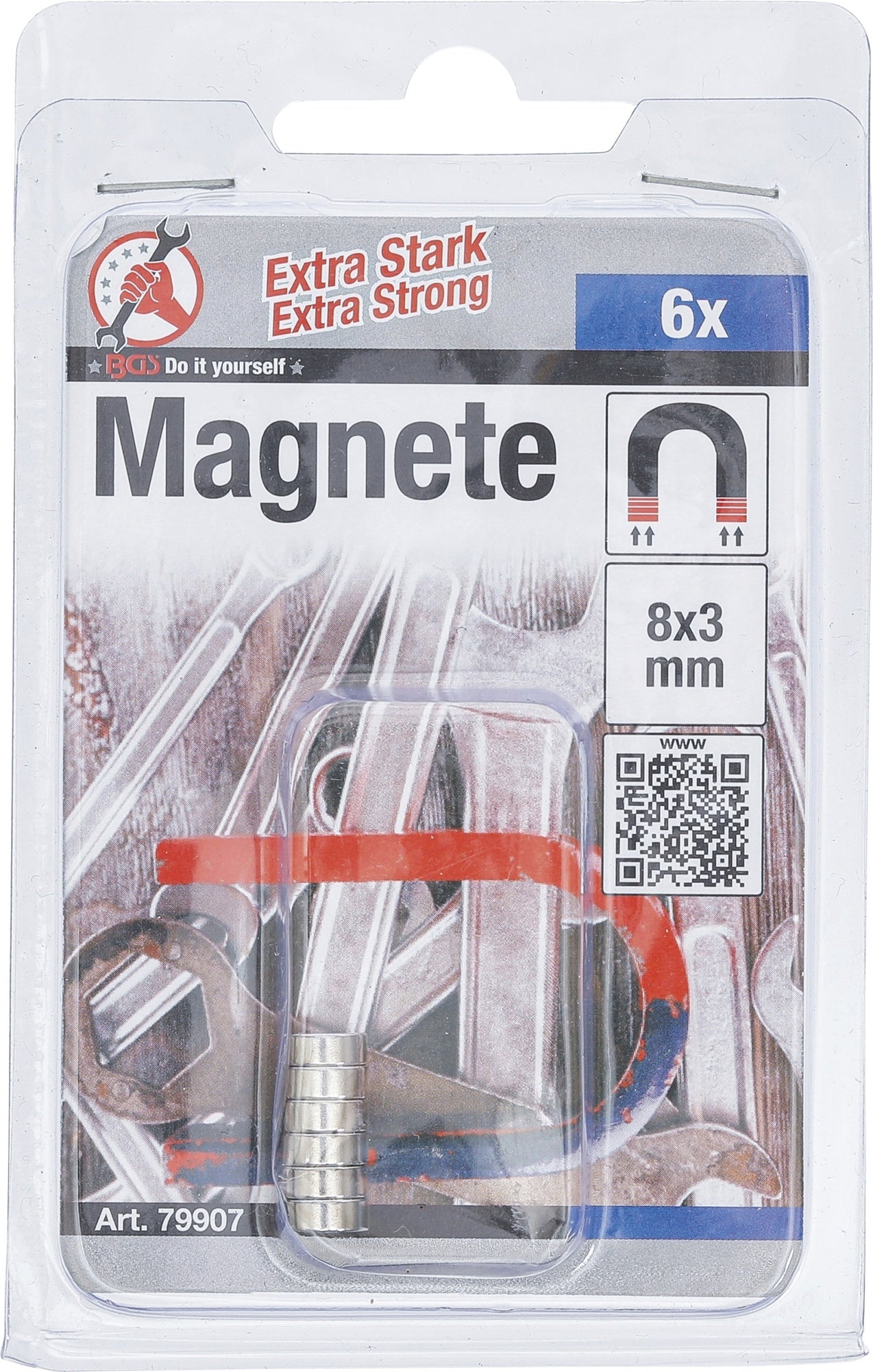 BGS DIY 79907 Satz Magnete extra stark rund Ø 8mm 6 teilig