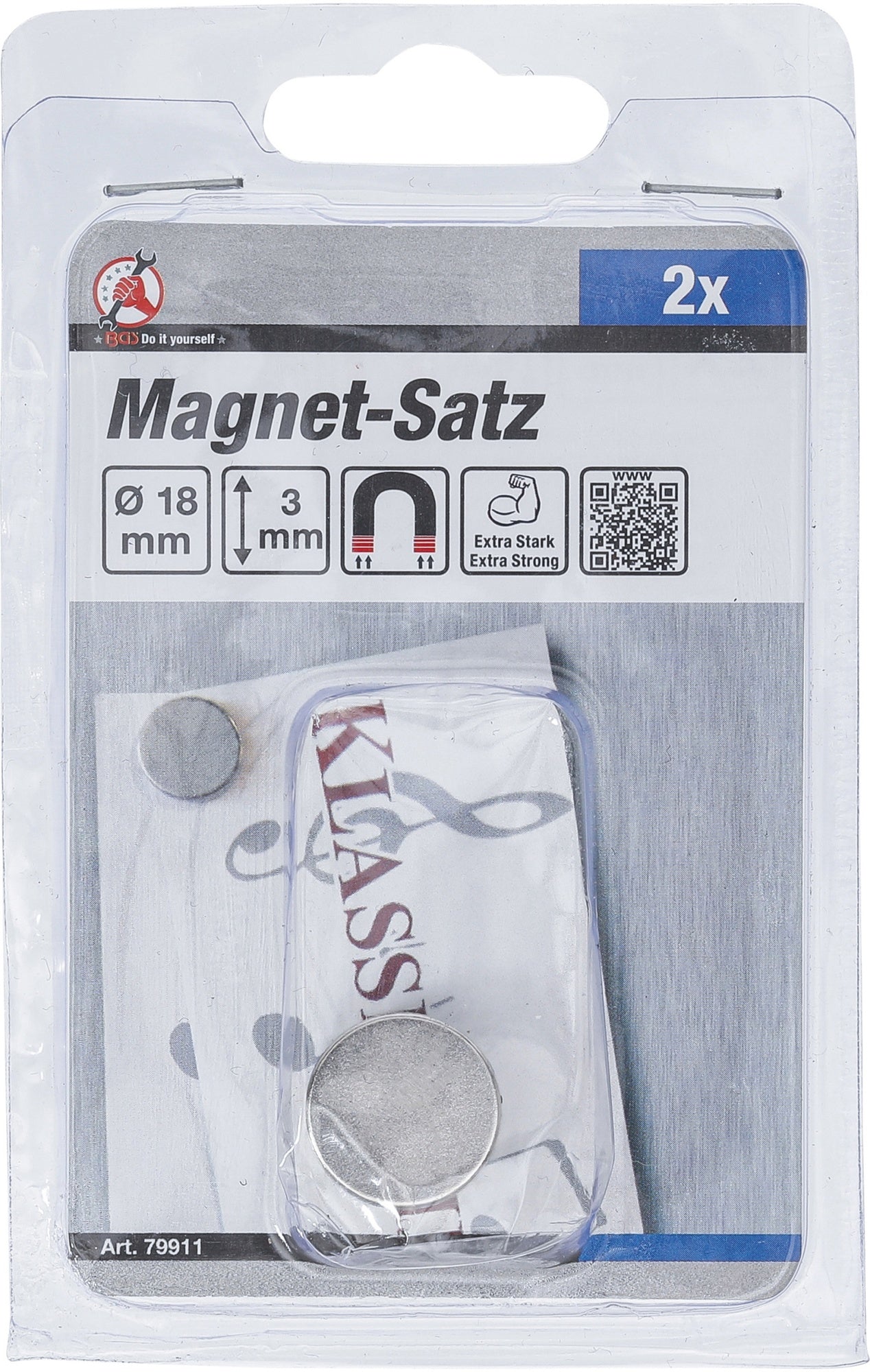 BGS DIY 79911 Satz Magnete extra stark rund Ø 18mm 2 teilig