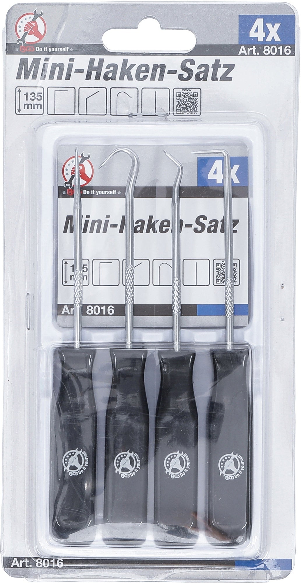 BGS DIY 8016 Satz Mini Haken Länge 135mm 4 teilig