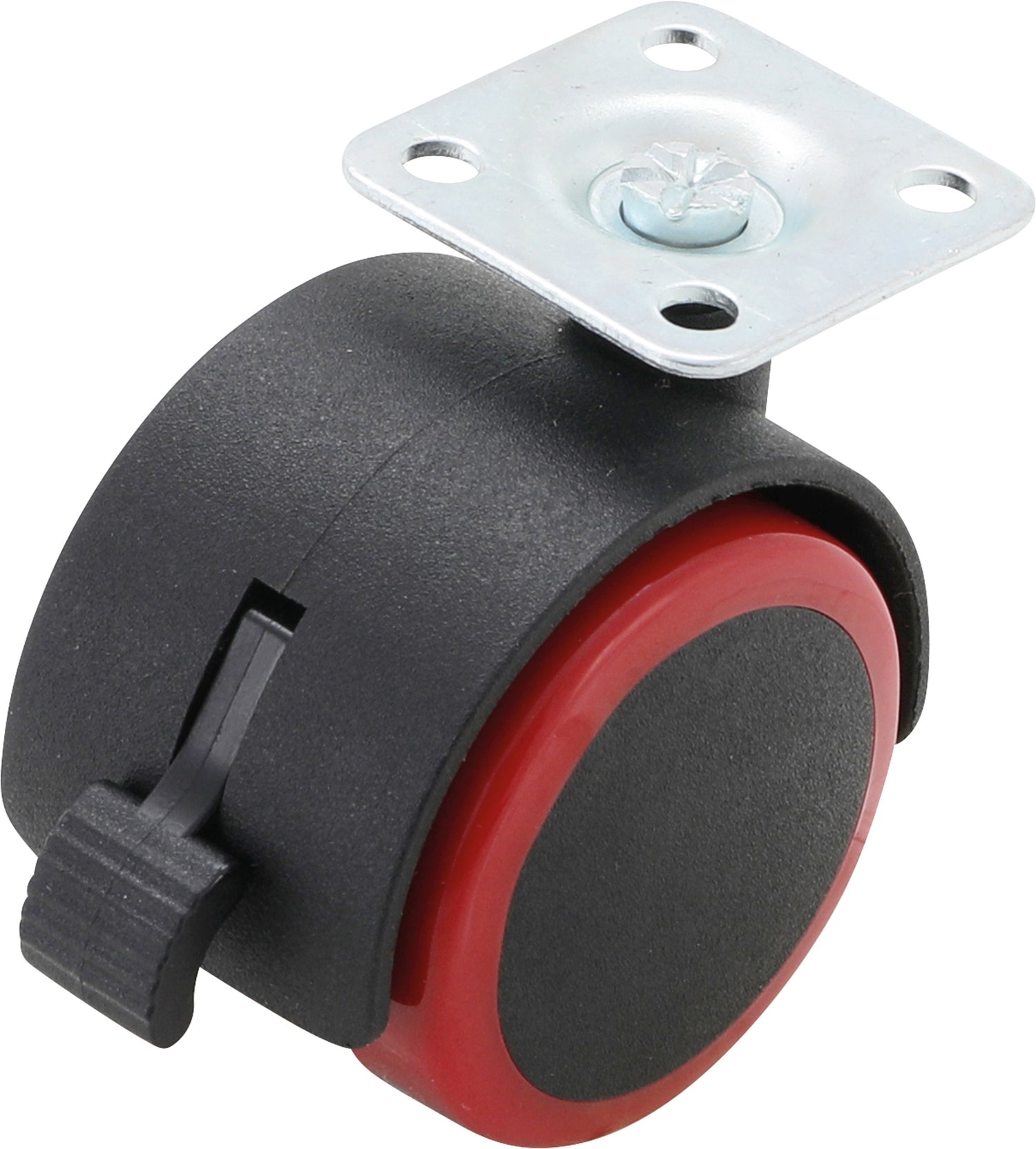 BGS DIY 80338 Doppel Lenkrolle in rot / schwarz mit Bremse 50mm