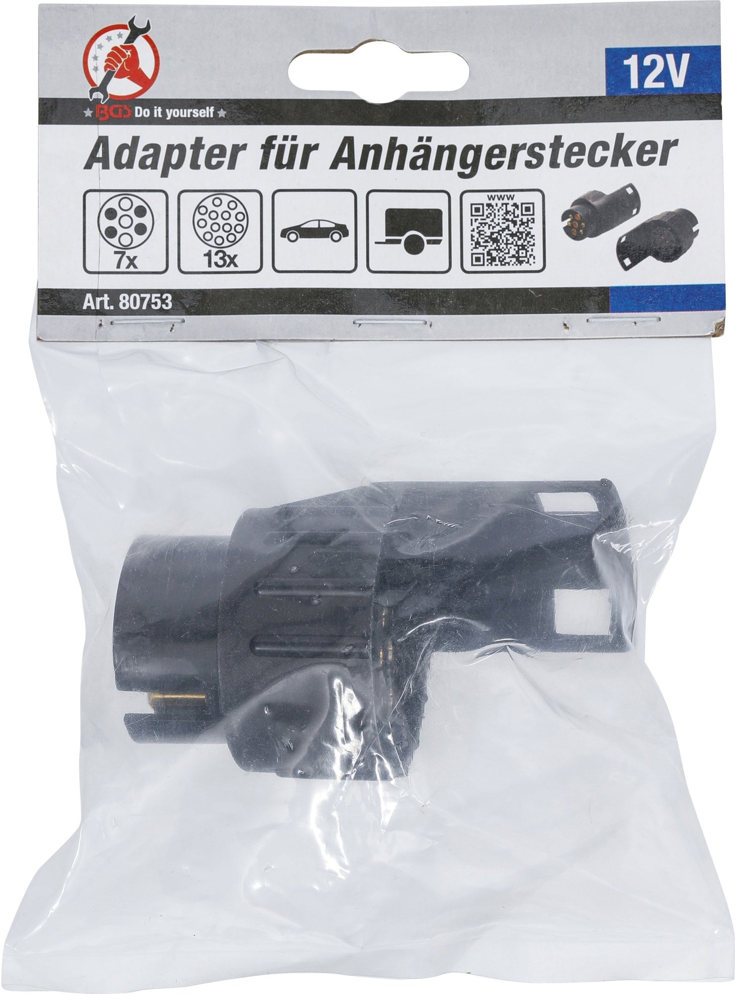 BGS DIY 80753 Adapter für Anhängerstecker 12V 7 polig auf 13 polig